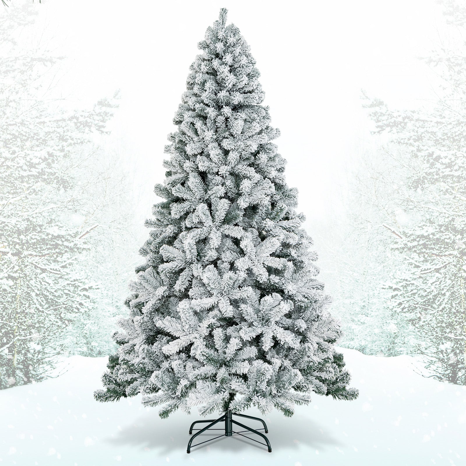 7.5 Feet Snow Flocked Hinged Artificial Christmas Tree without LightsÂ