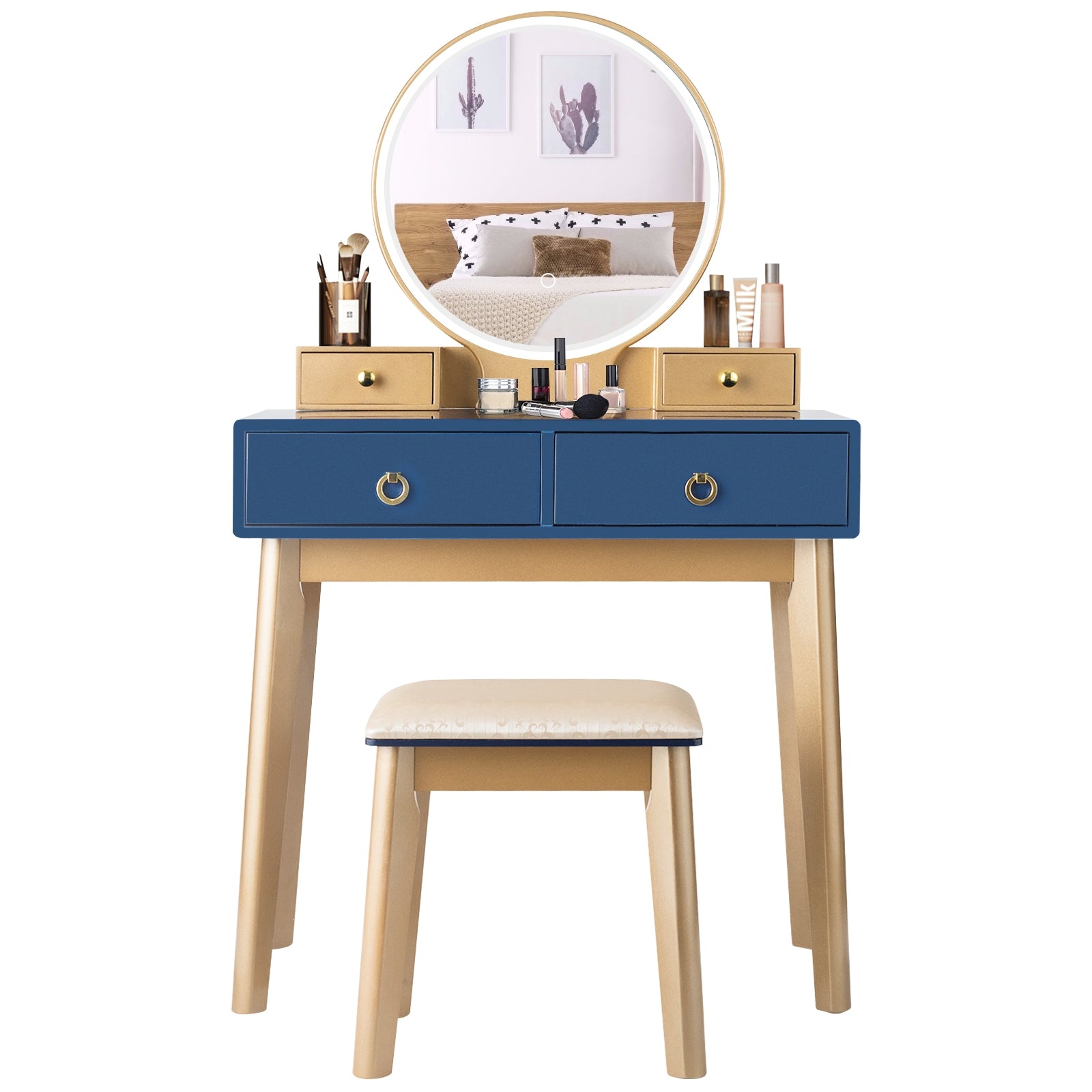 Makeup Vanity Table Set 3 Color Lighting Dressing Table-BlueÂ