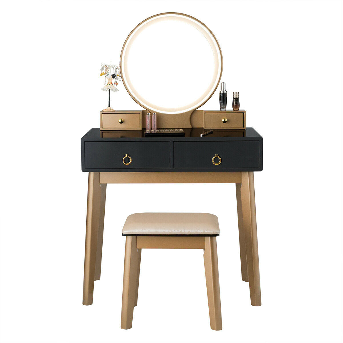 Makeup Vanity Table Set 3 Color Lighting Dressing Table-BlackÂ