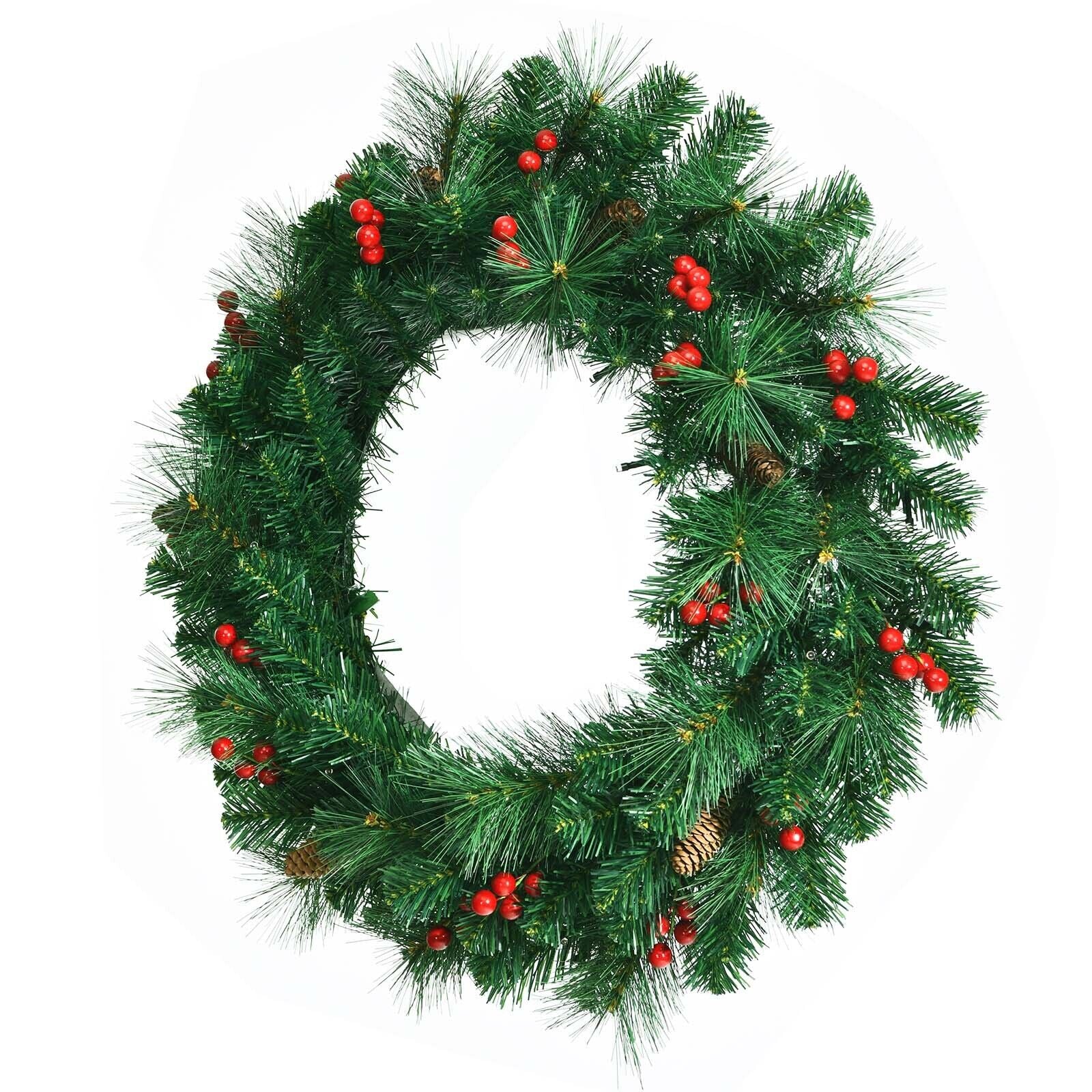24 Inch Pre-lit Artificial Spruce Christmas WreathÂ