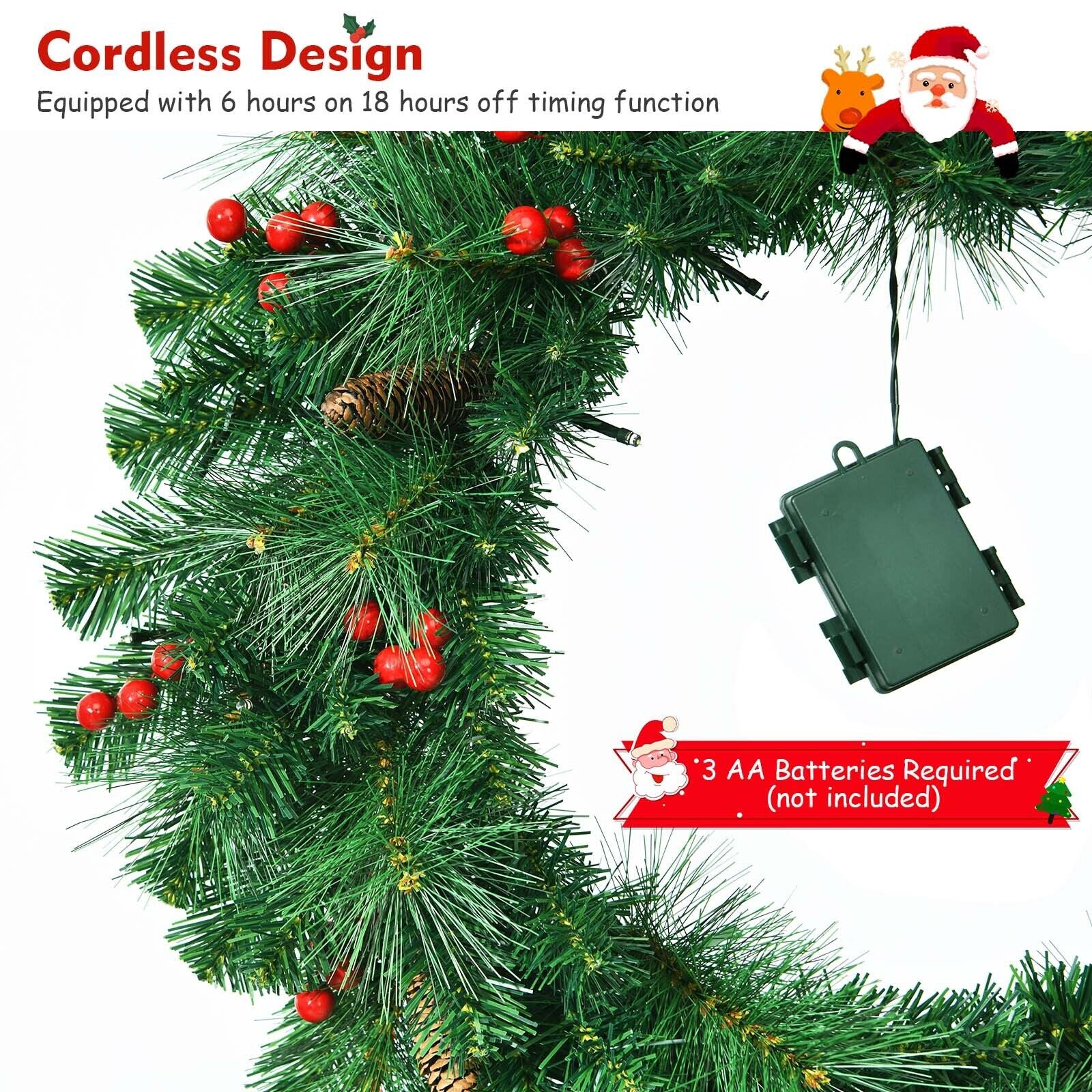 24 Inch Pre-lit Artificial Spruce Christmas WreathÂ