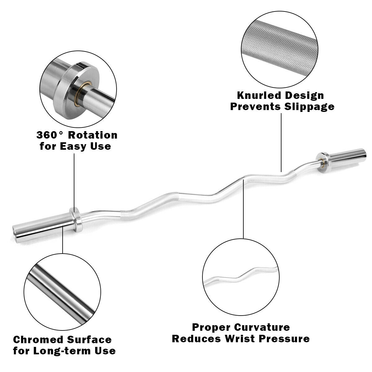 47 Inch Chrome Steel Home Gym Fitness Equipment BarÂ