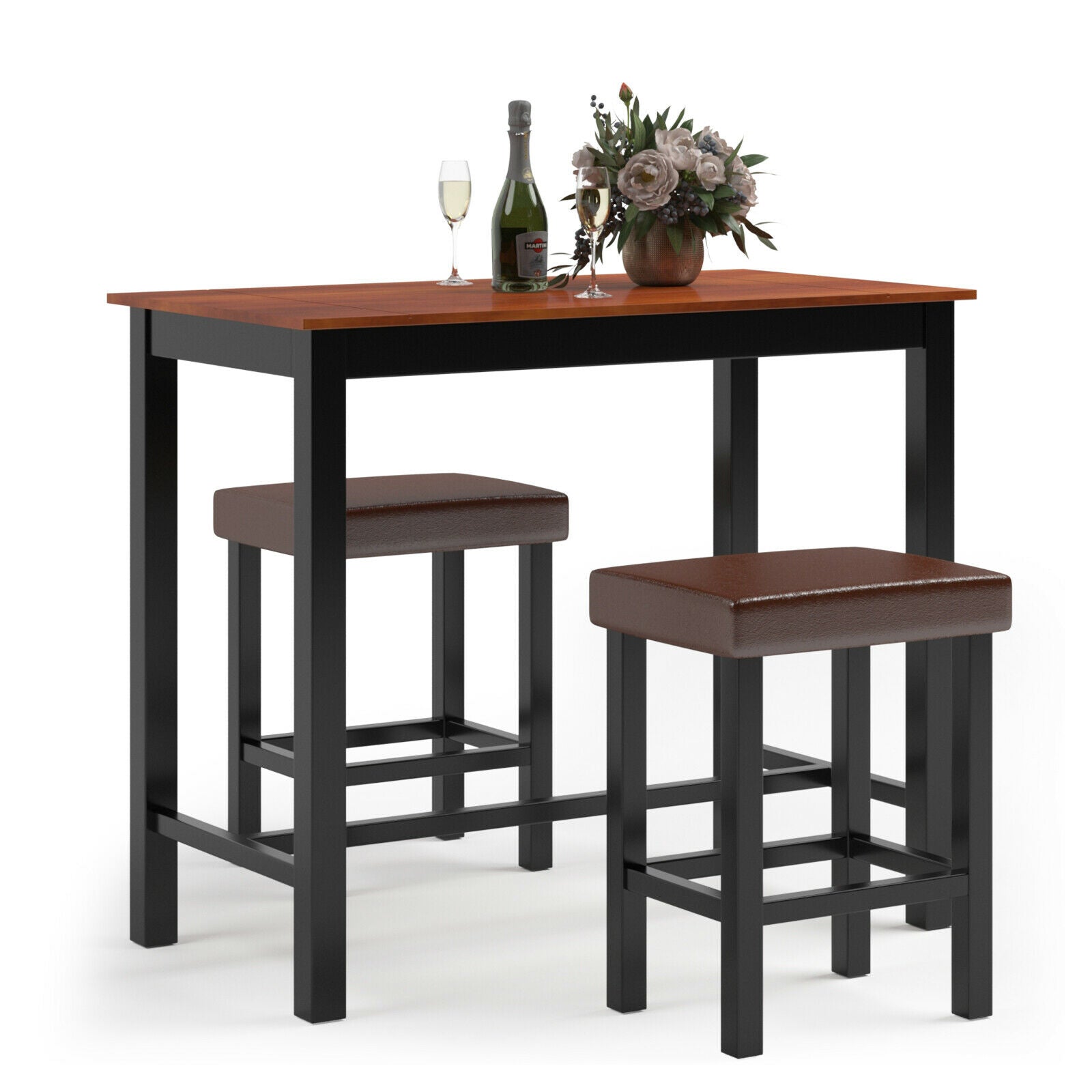 3 Piece Set Pub Dining Table with StoolsÂ