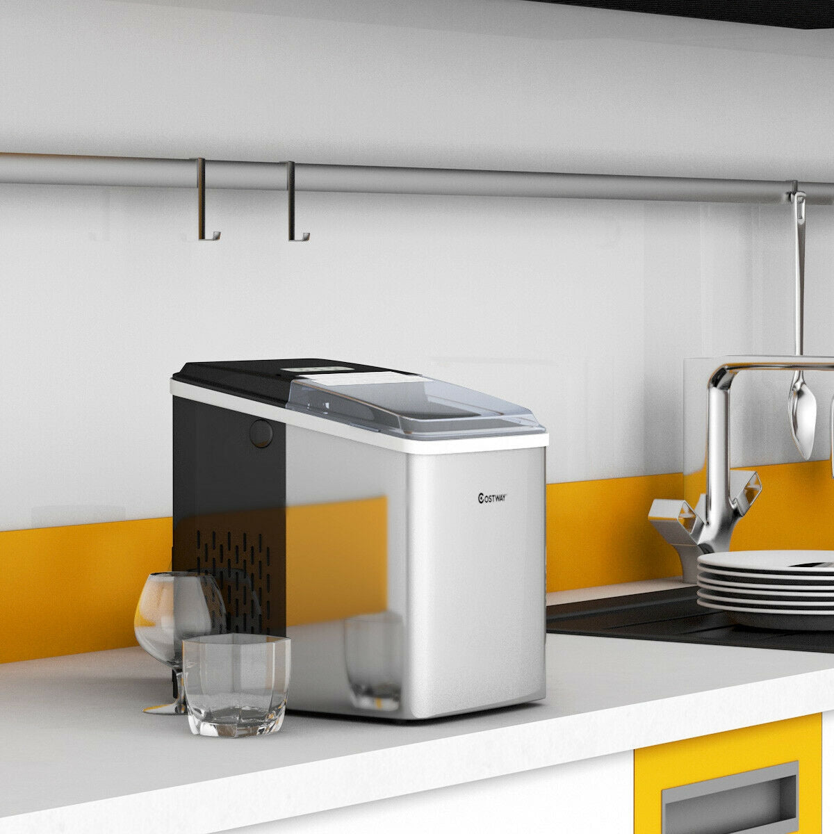 26 lbs/24 H Self-Clean Stainless Steel Ice MakerÂ