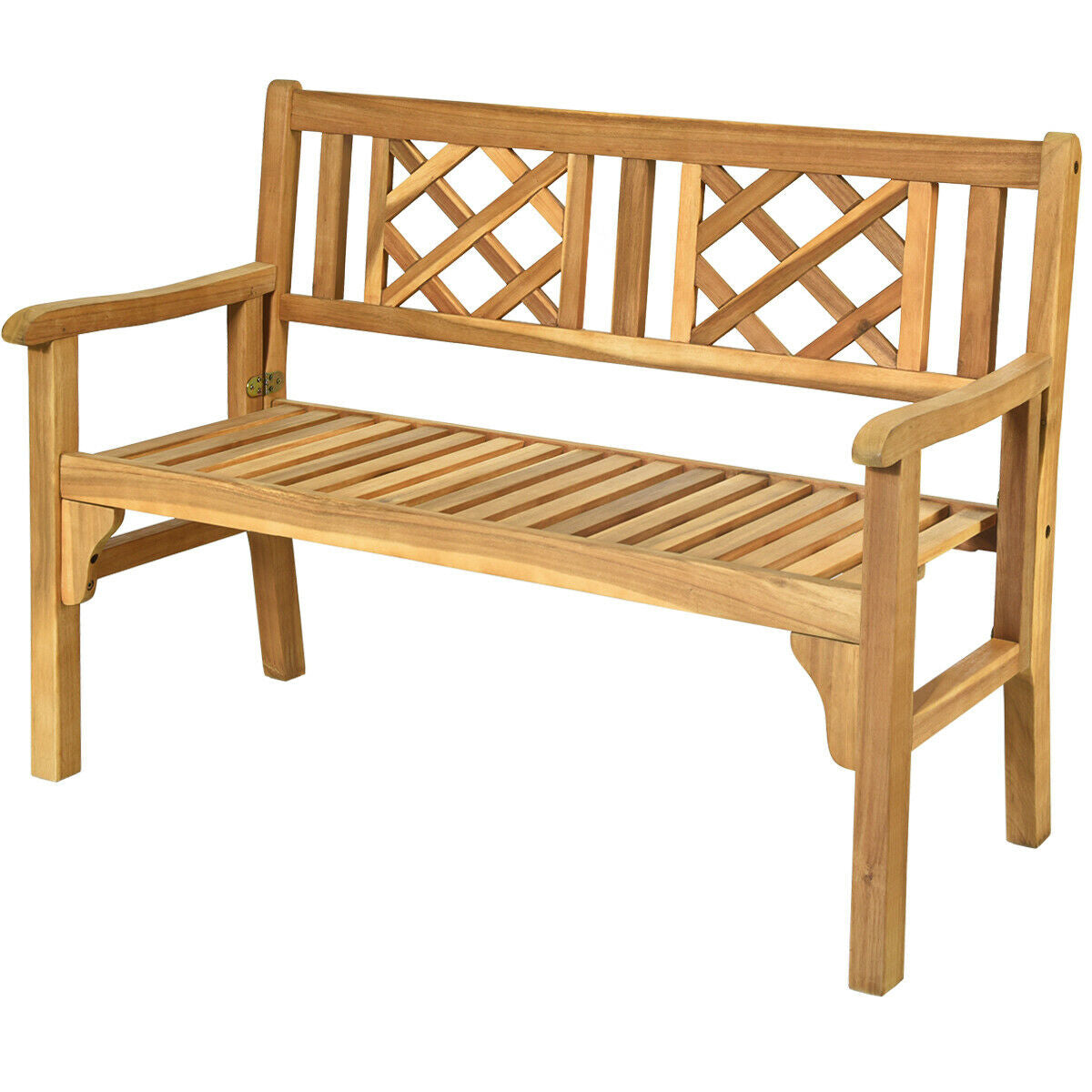 Patio Foldable Bench with Curved Backrest and ArmrestÂ