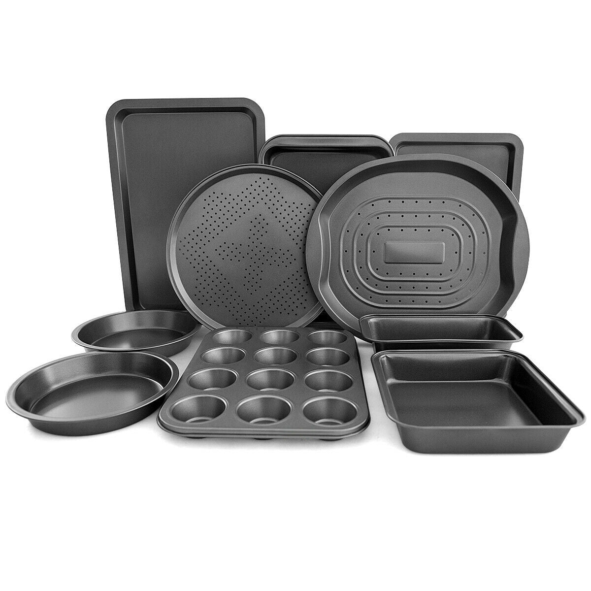 10 Pieces Nonstick Bakeware Set Baking Roasting Cake PansÂ