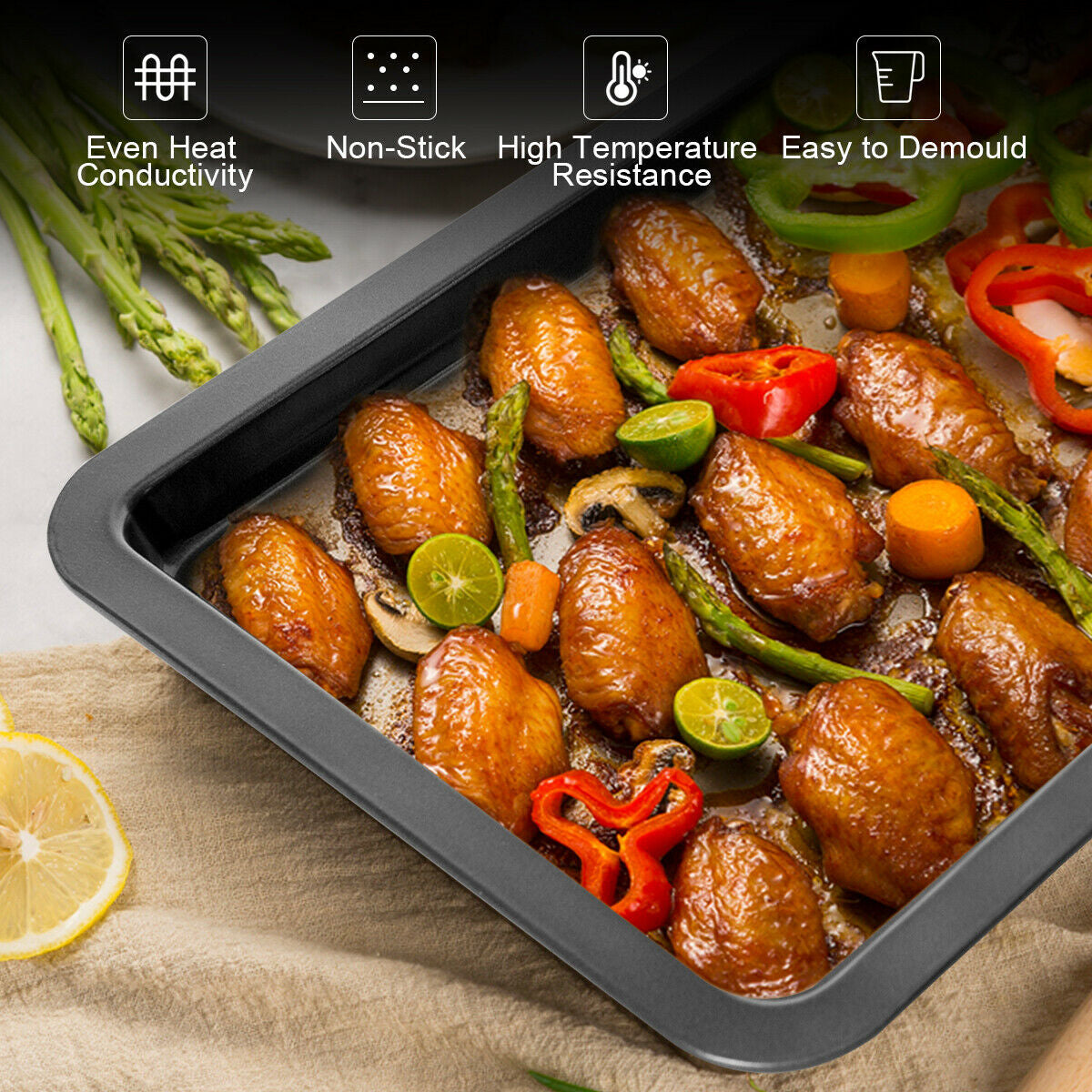 10 Pieces Nonstick Bakeware Set Baking Roasting Cake PansÂ