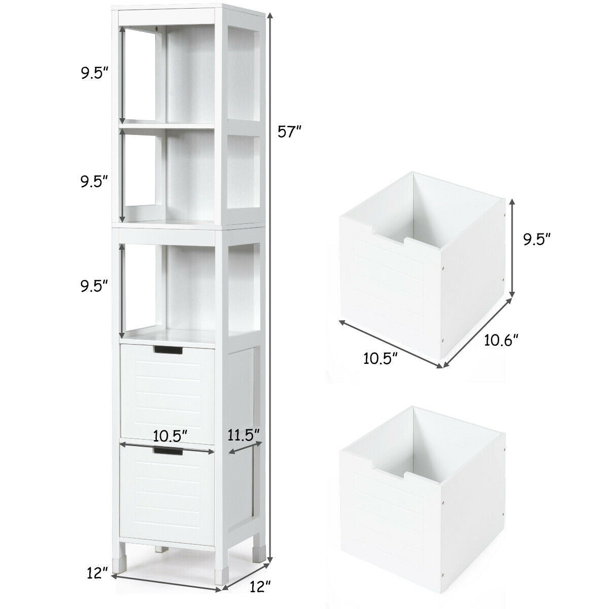5-Tier Multifunctional  Bathroom Floor Cabine Storage with 2 DrawersÂ