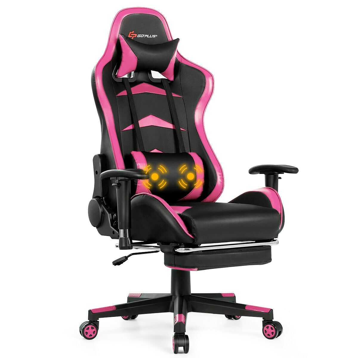 Massage Gaming Chair with Footrest-PinkÂ