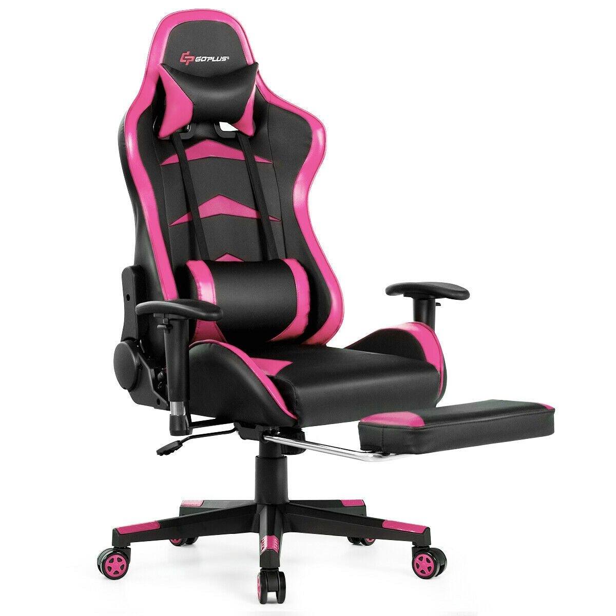 Massage Gaming Chair with Footrest-PinkÂ