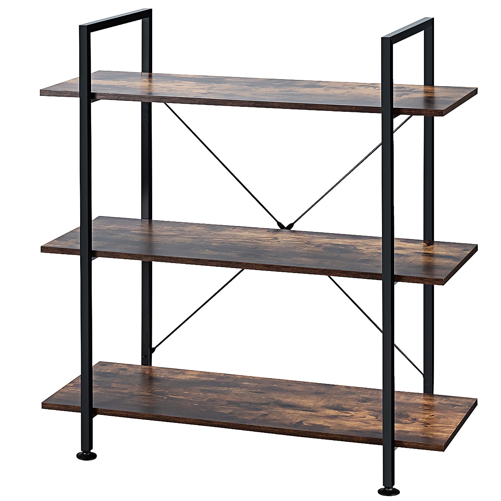 3/5 Tiers Industrial Bookcase with Metal Frame for Home Office-3-TierÂ