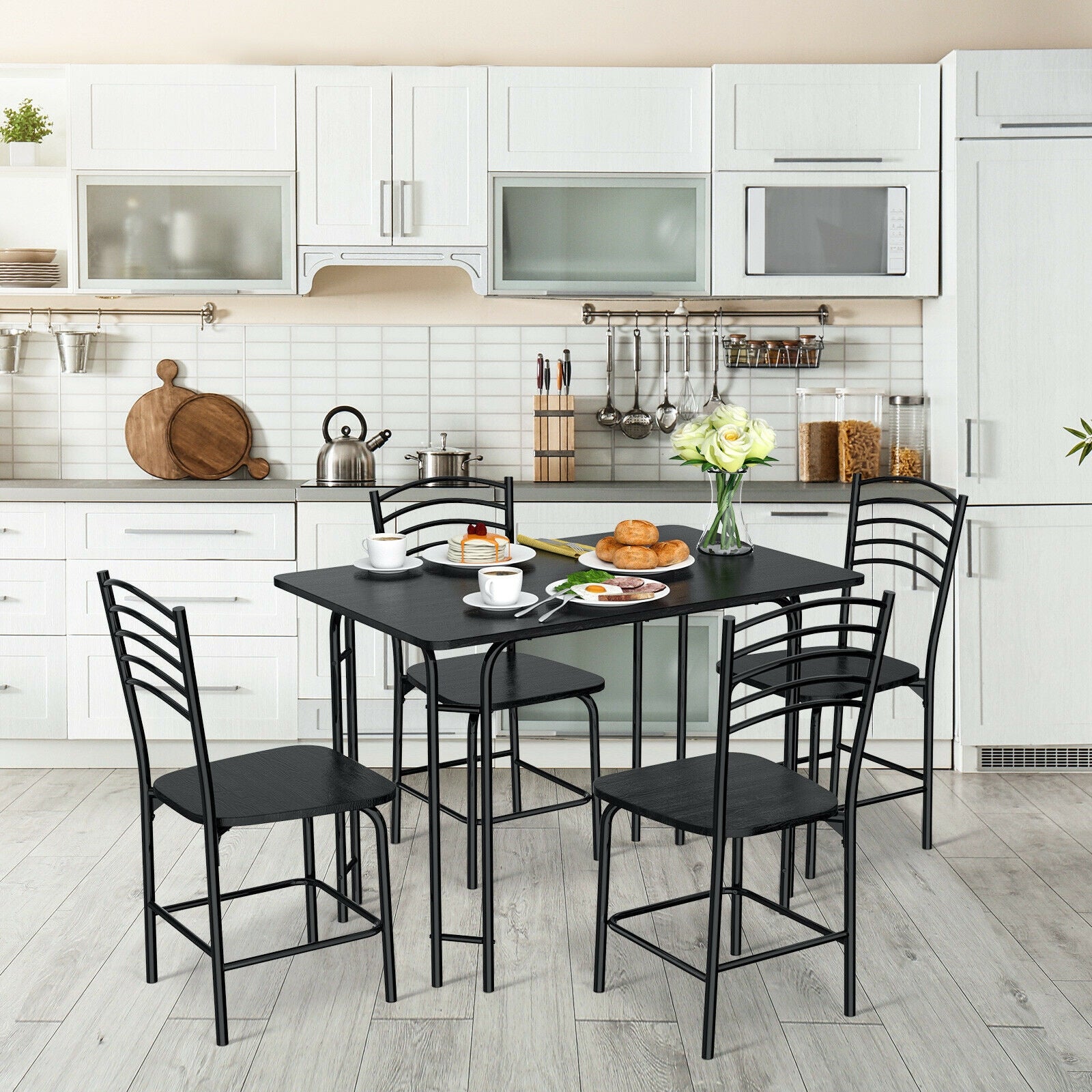 5 Pieces Wood Rectangular Dining Table SetÂ