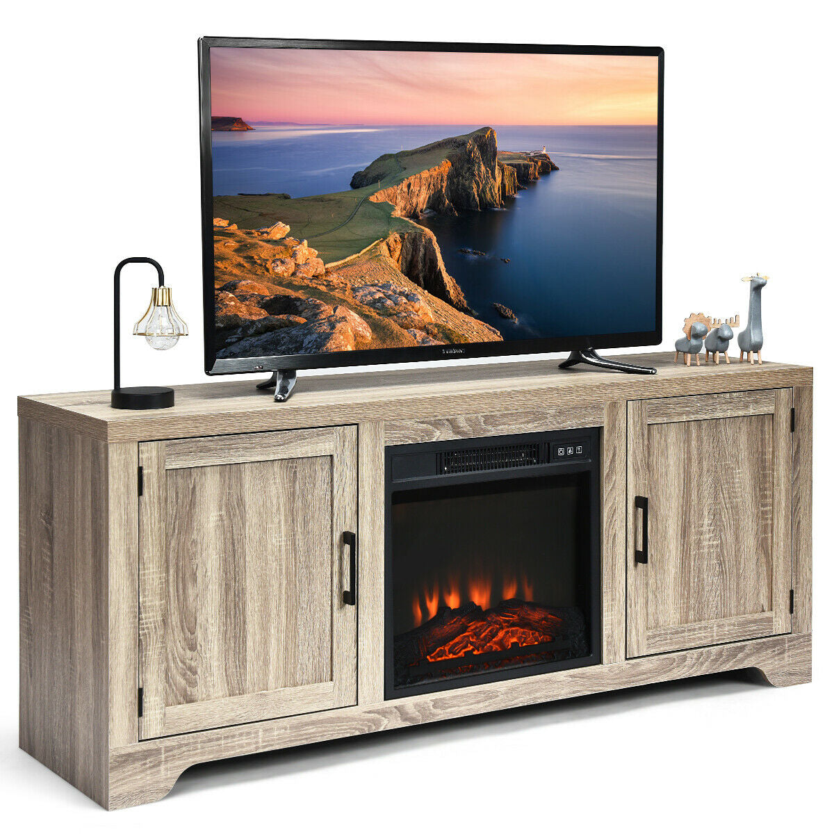 65 Inch Media Component TV Stand with Adjustable ShelvesÂ