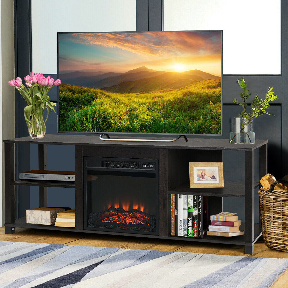2-Tier TV Storage Cabinet Console with Adjustable ShelvesÂ
