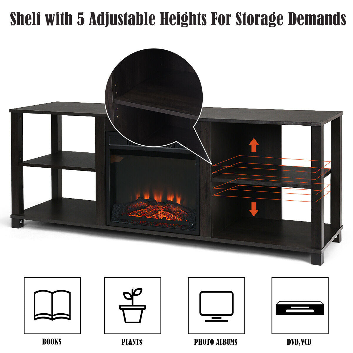 2-Tier TV Storage Cabinet Console with Adjustable ShelvesÂ