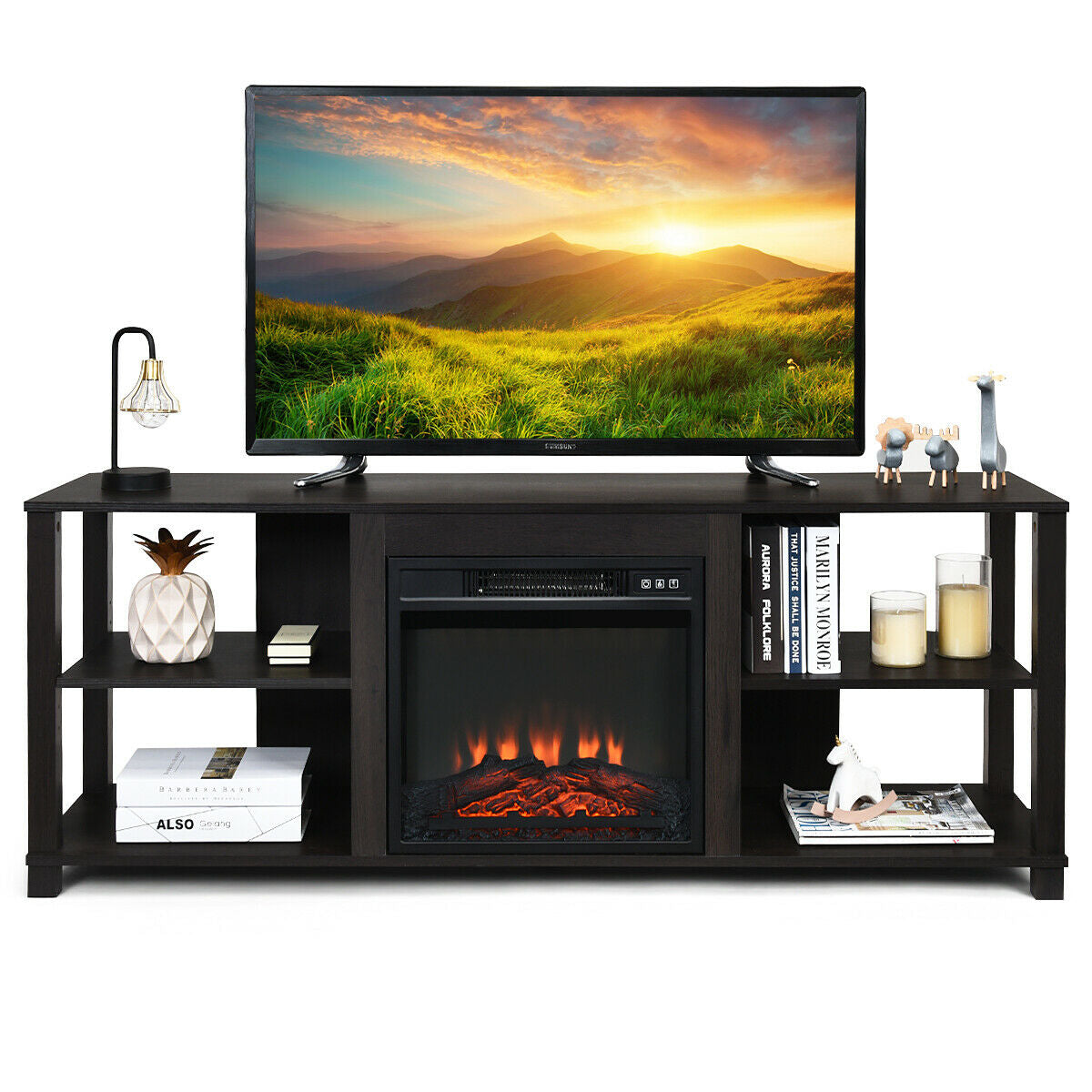 2-Tier TV Storage Cabinet Console with Adjustable ShelvesÂ