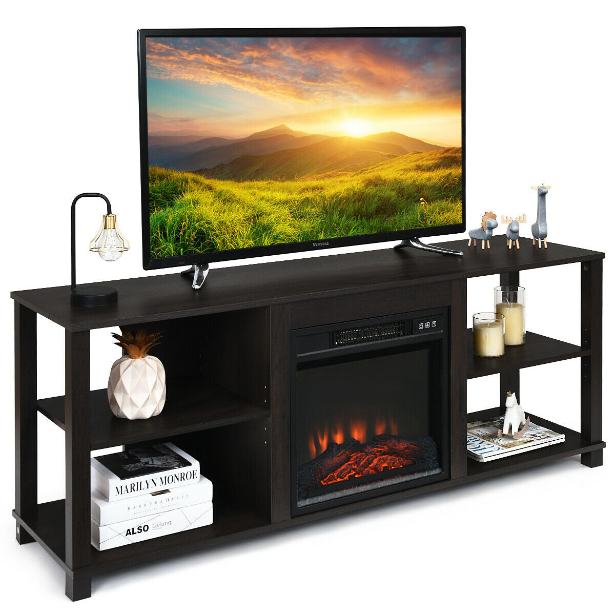 2-Tier TV Storage Cabinet Console with Adjustable ShelvesÂ
