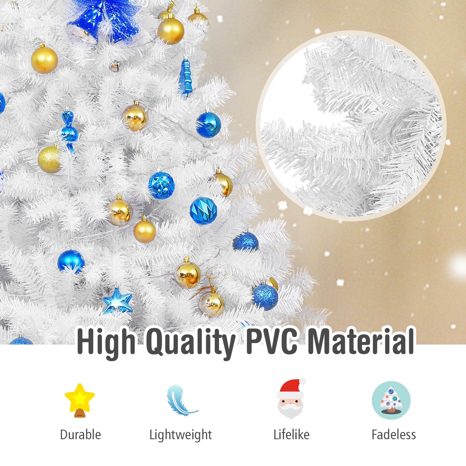 6 Feet / 7.5 Feet / 9 Feet Hinged Artificial Christmas Tree with Metal Stand-9 FeetÂ