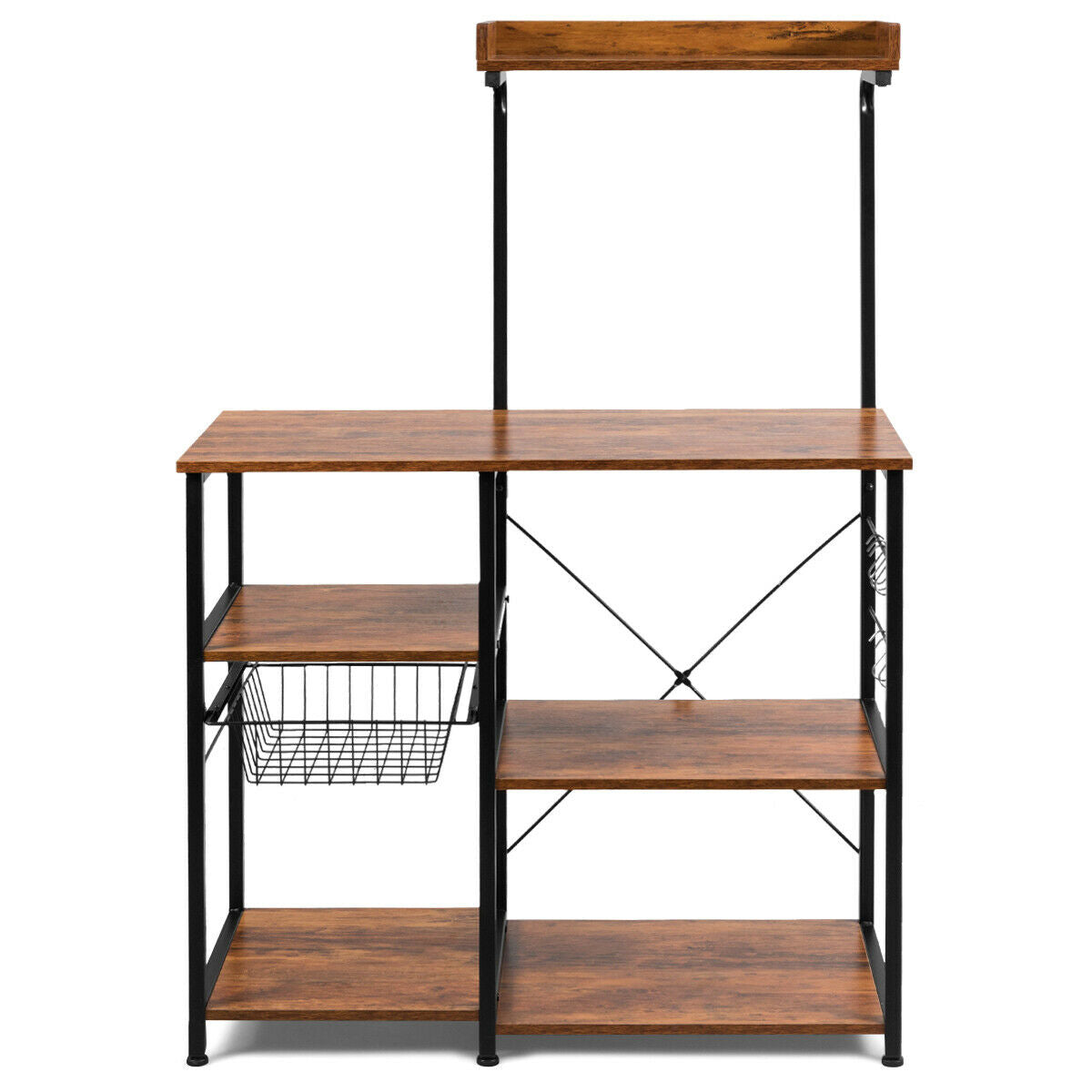 4 Tier Vintage Kitchen Baker's Rack Utility Microwave Stand-Coffee-BrownÂ