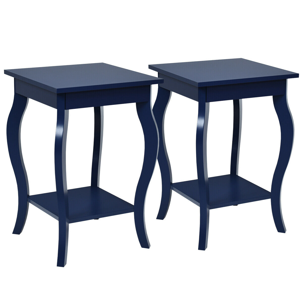 Set of 2 Accent Side Tables with Shelf-BlueÂ