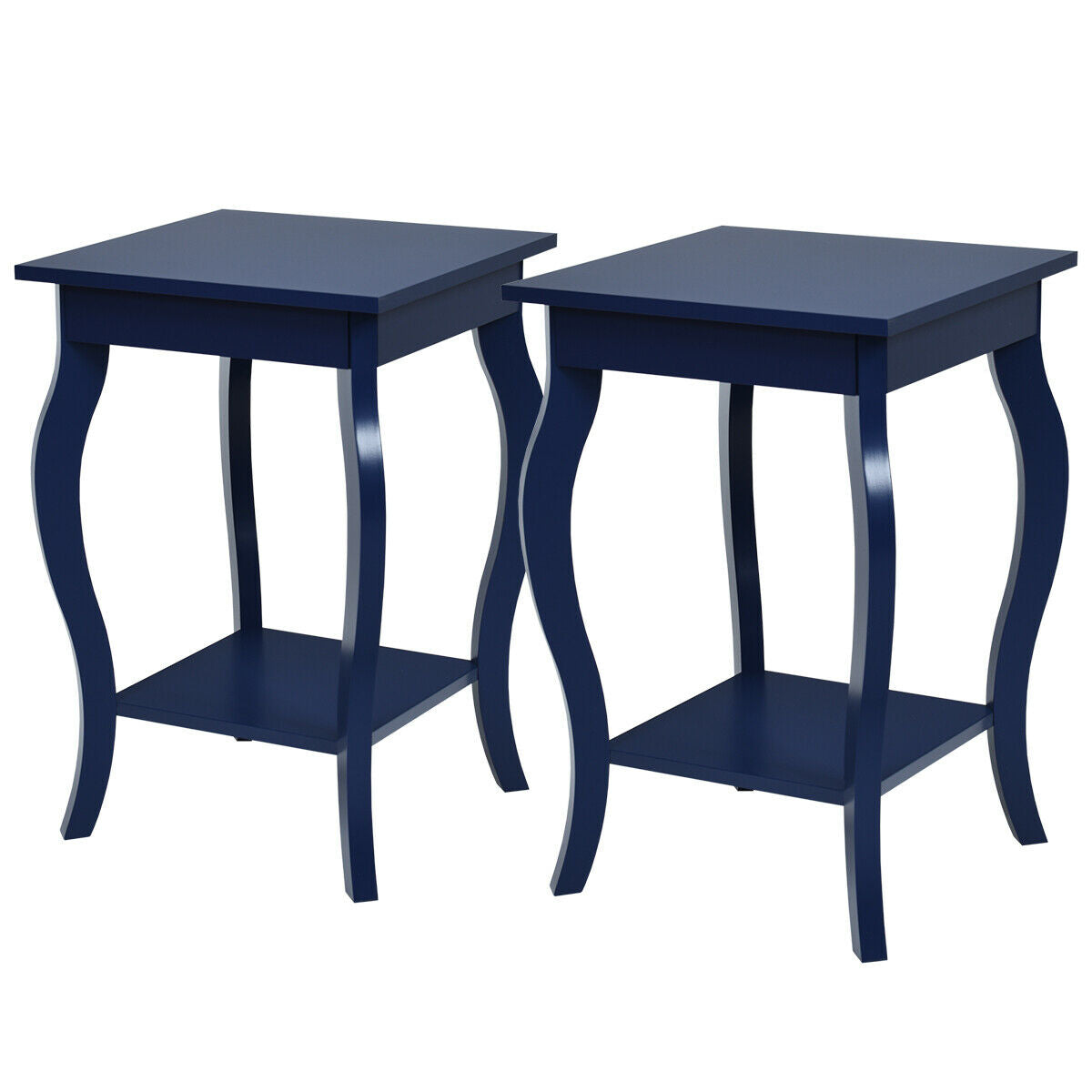 Set of 2 Accent Side Tables with Shelf-BlueÂ