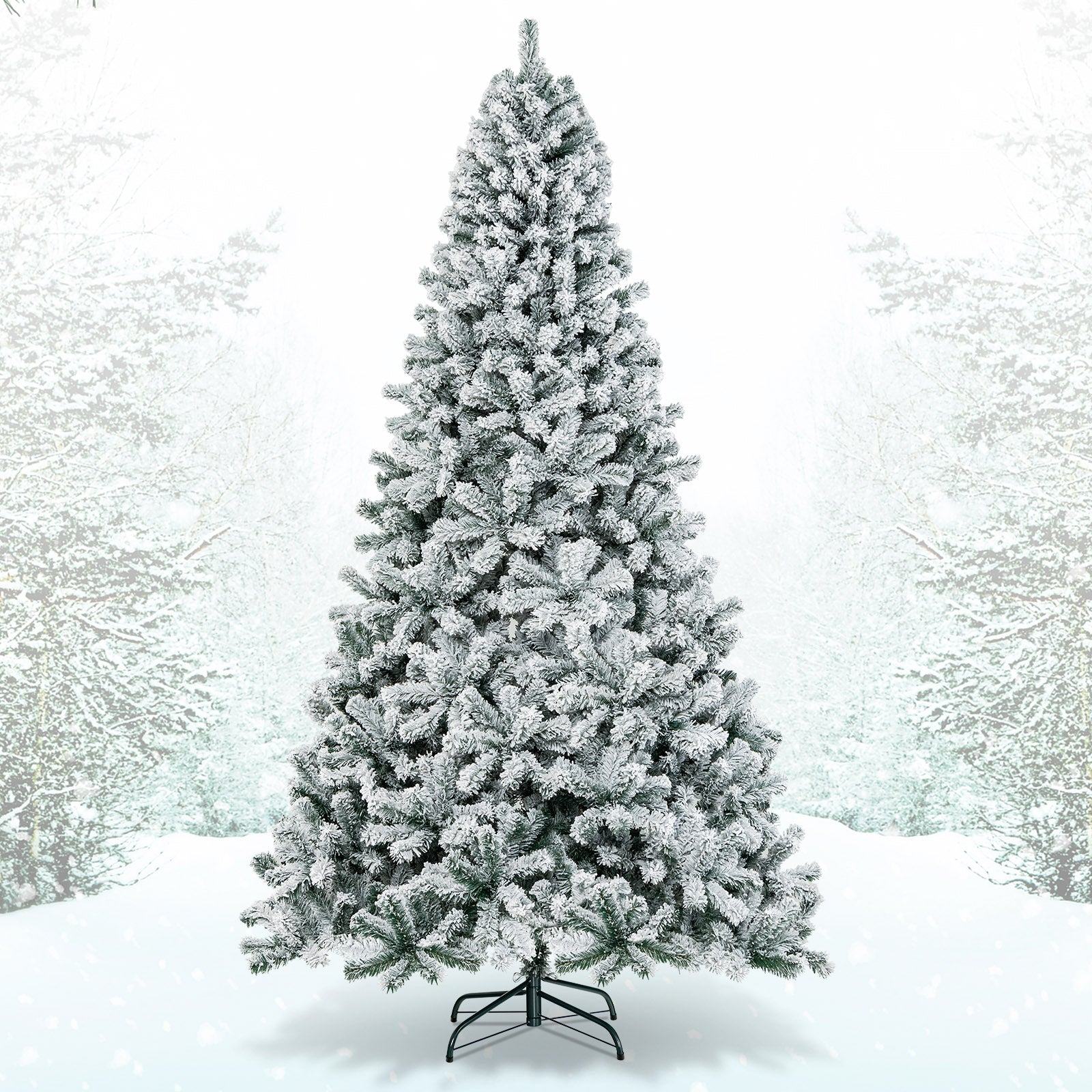9 Feet Artificial Christmas Tree with Premium Snow Flocked HingedÂ