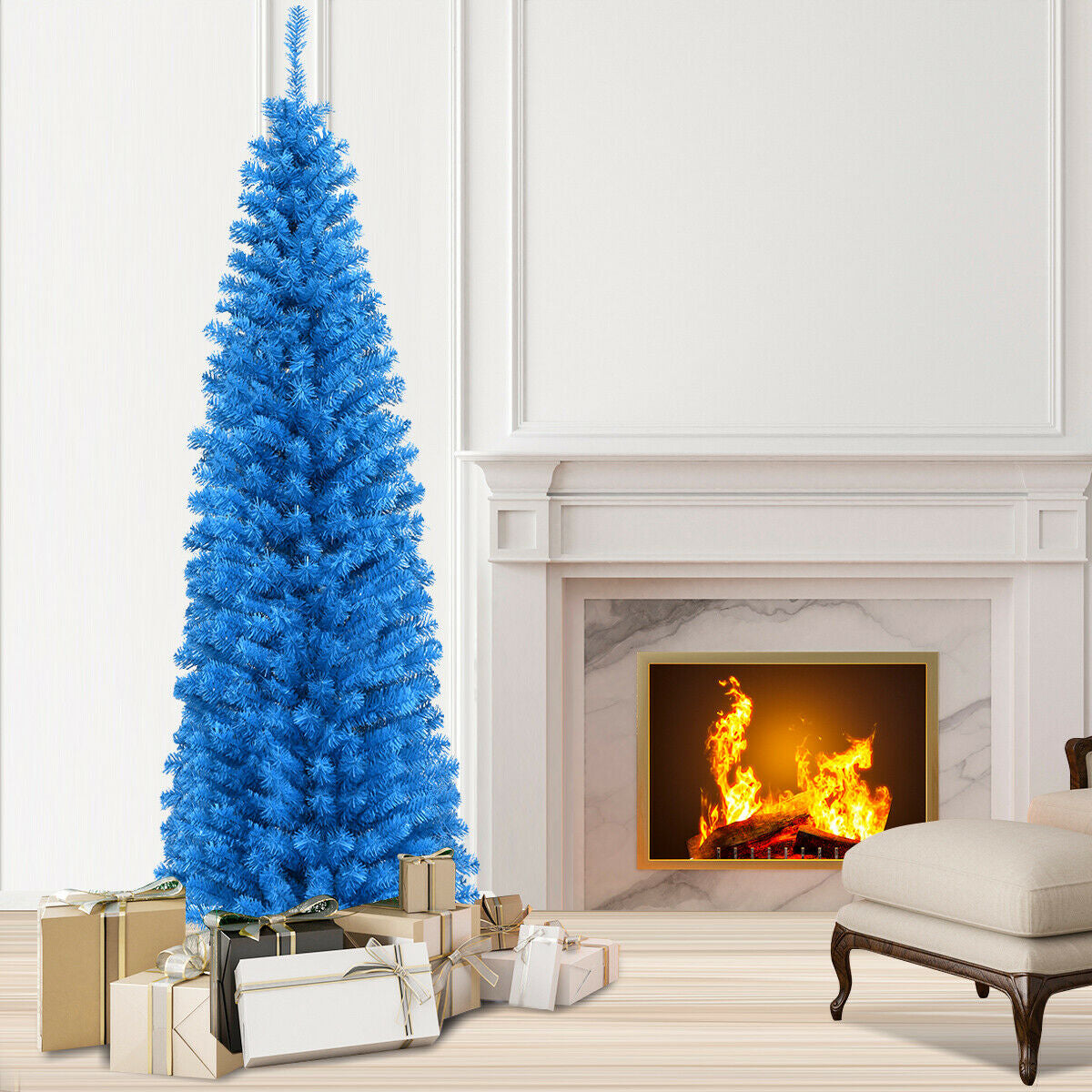 6 Feet Unlit Pencil Slim Tree Artificial Christmas TreeÂ