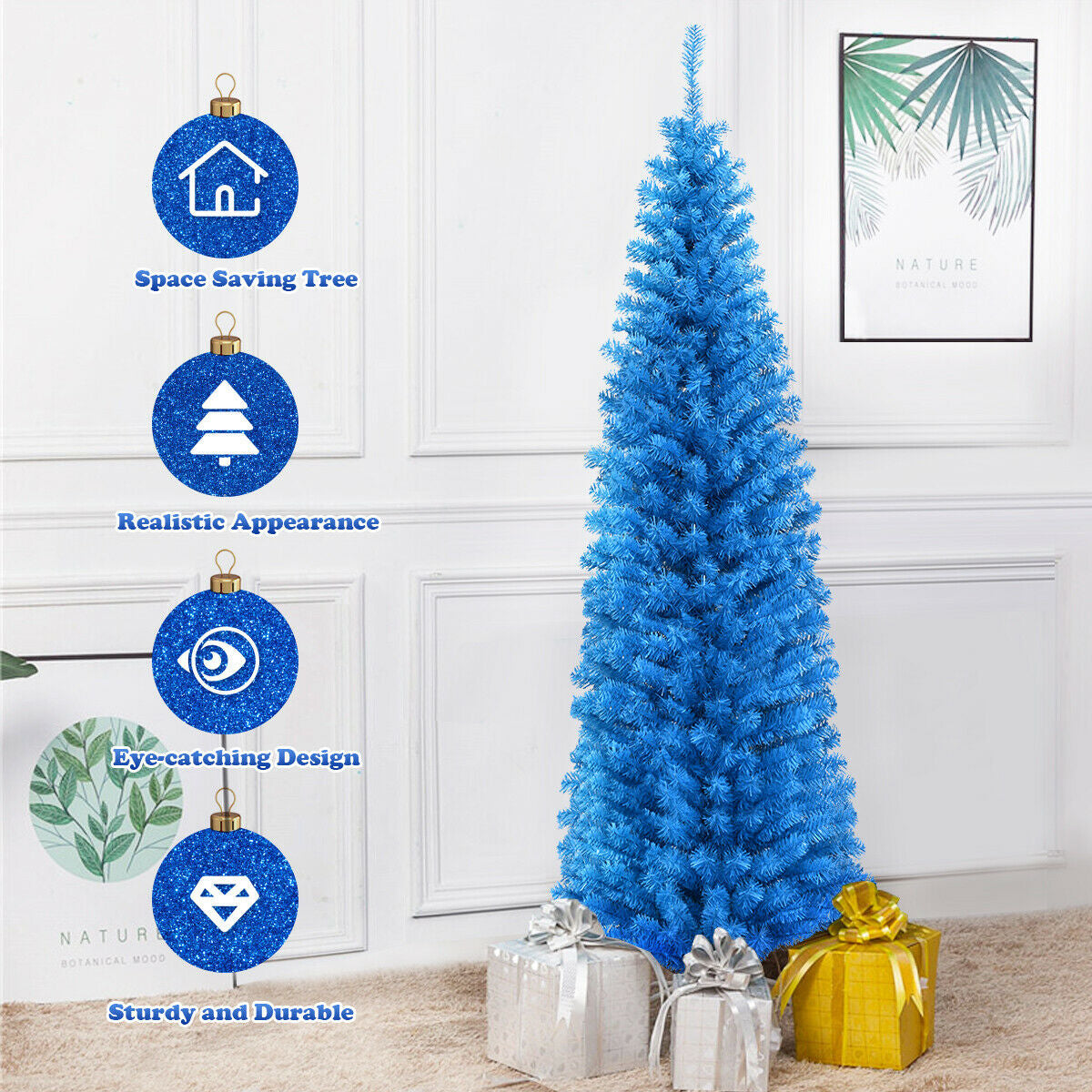 6 Feet Unlit Pencil Slim Tree Artificial Christmas TreeÂ