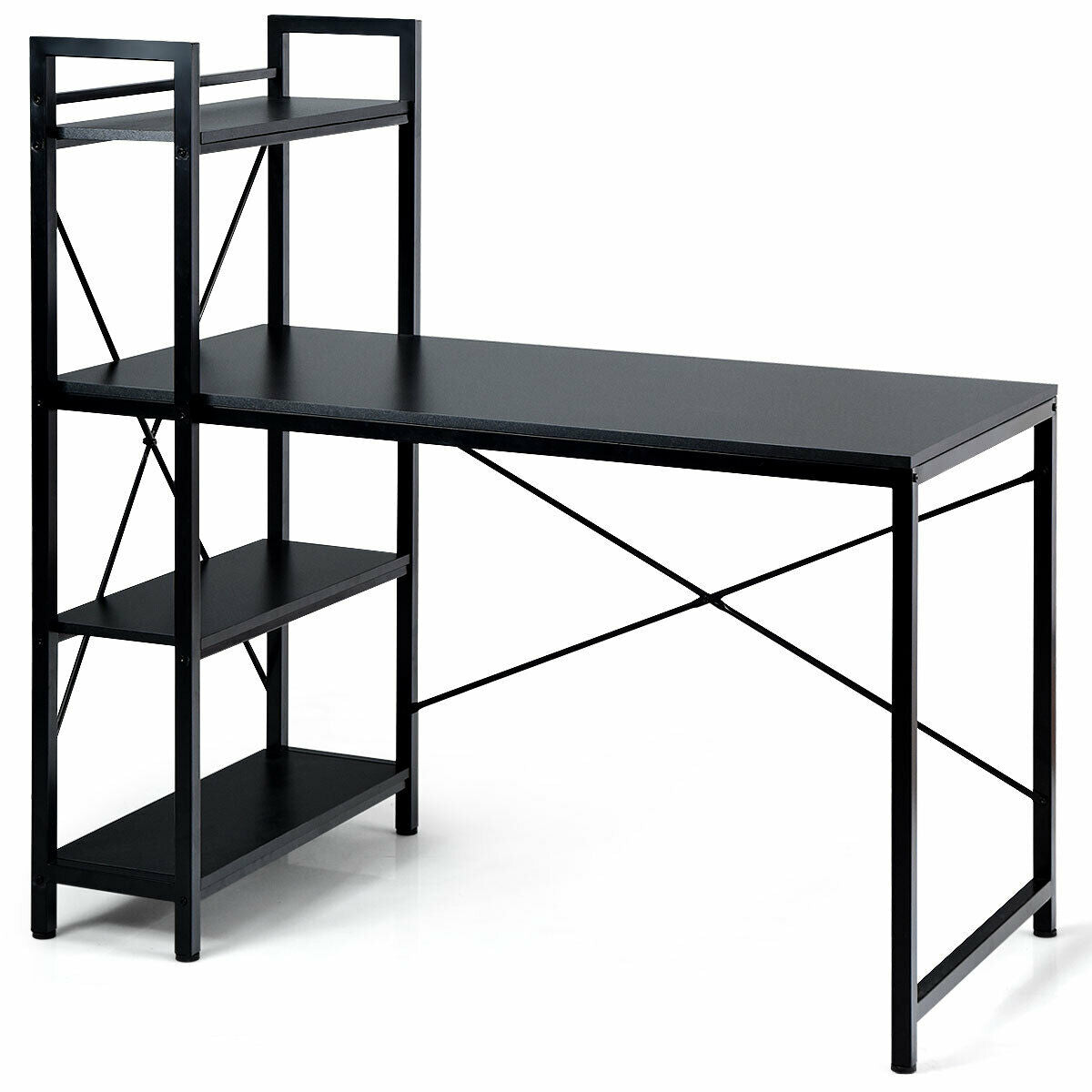 47.5 Inch Writing Study Computer Desk with 4-Tier Shelves-BlackÂ