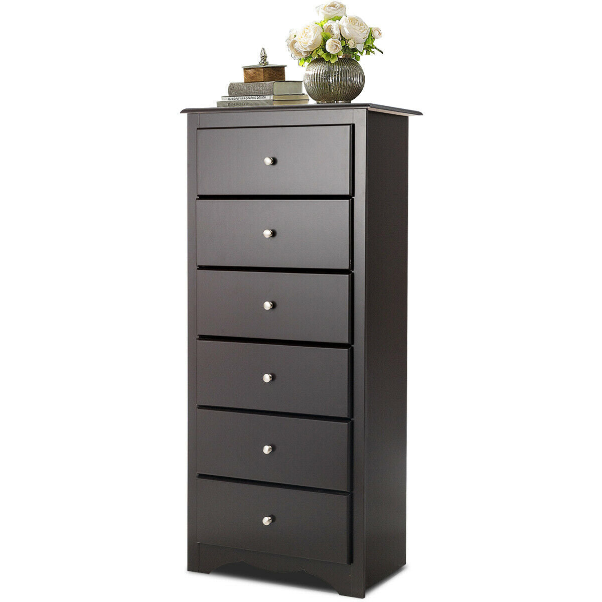 6 Drawers Chest Dresser Clothes Storage Bedroom Furniture Cabinet-BrownÂ