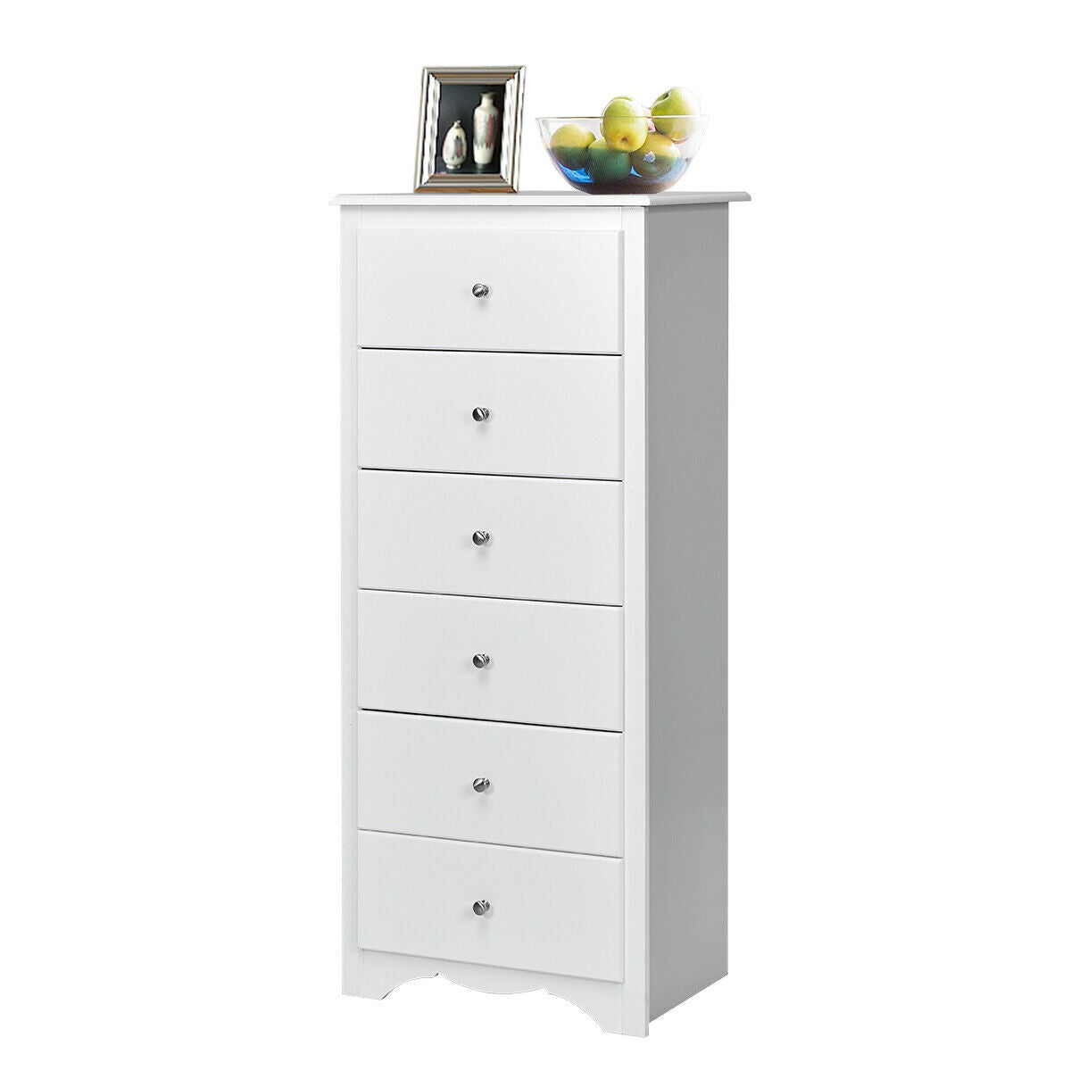 6 Drawers Chest Dresser Clothes Storage Bedroom Furniture Cabinet-WhiteÂ