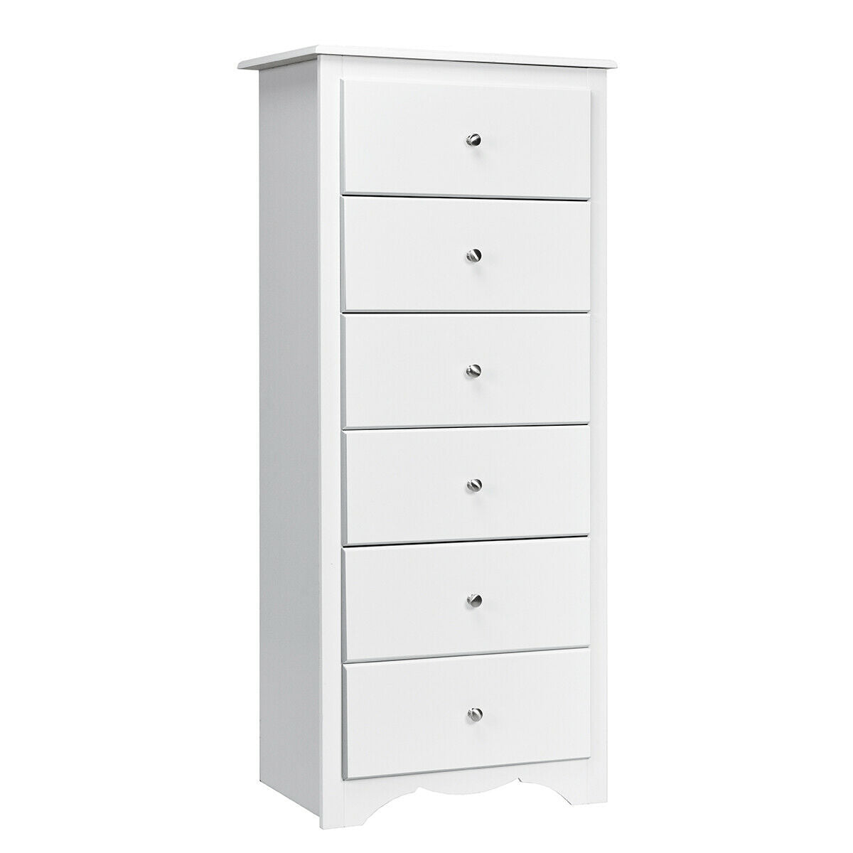 6 Drawers Chest Dresser Clothes Storage Bedroom Furniture Cabinet-WhiteÂ