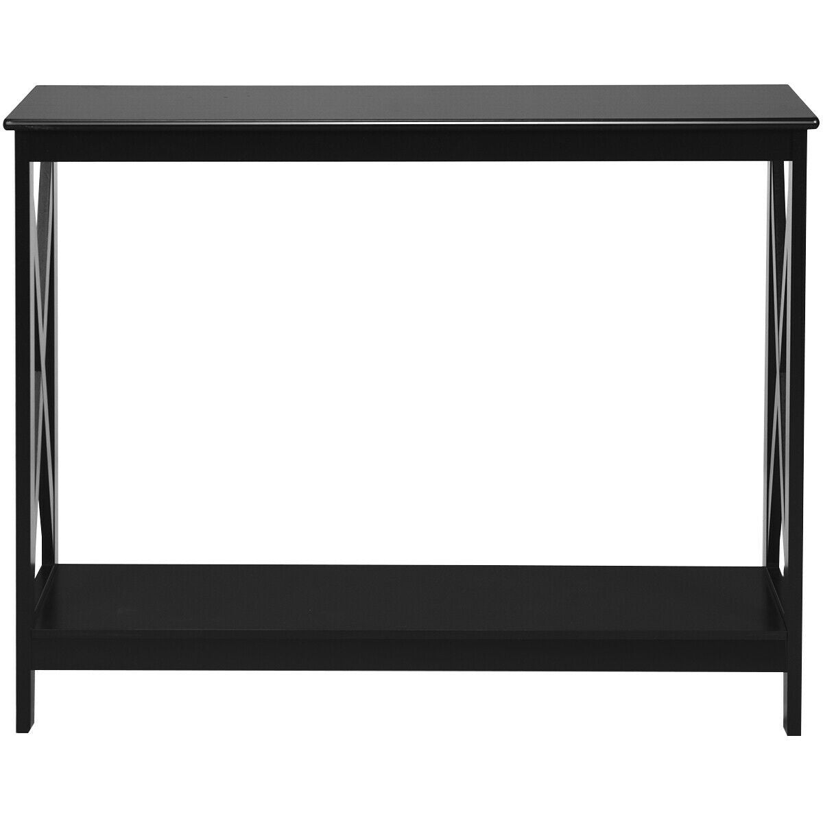 2-Tier Console X-Design Sofa Side Accent Table-BlackÂ