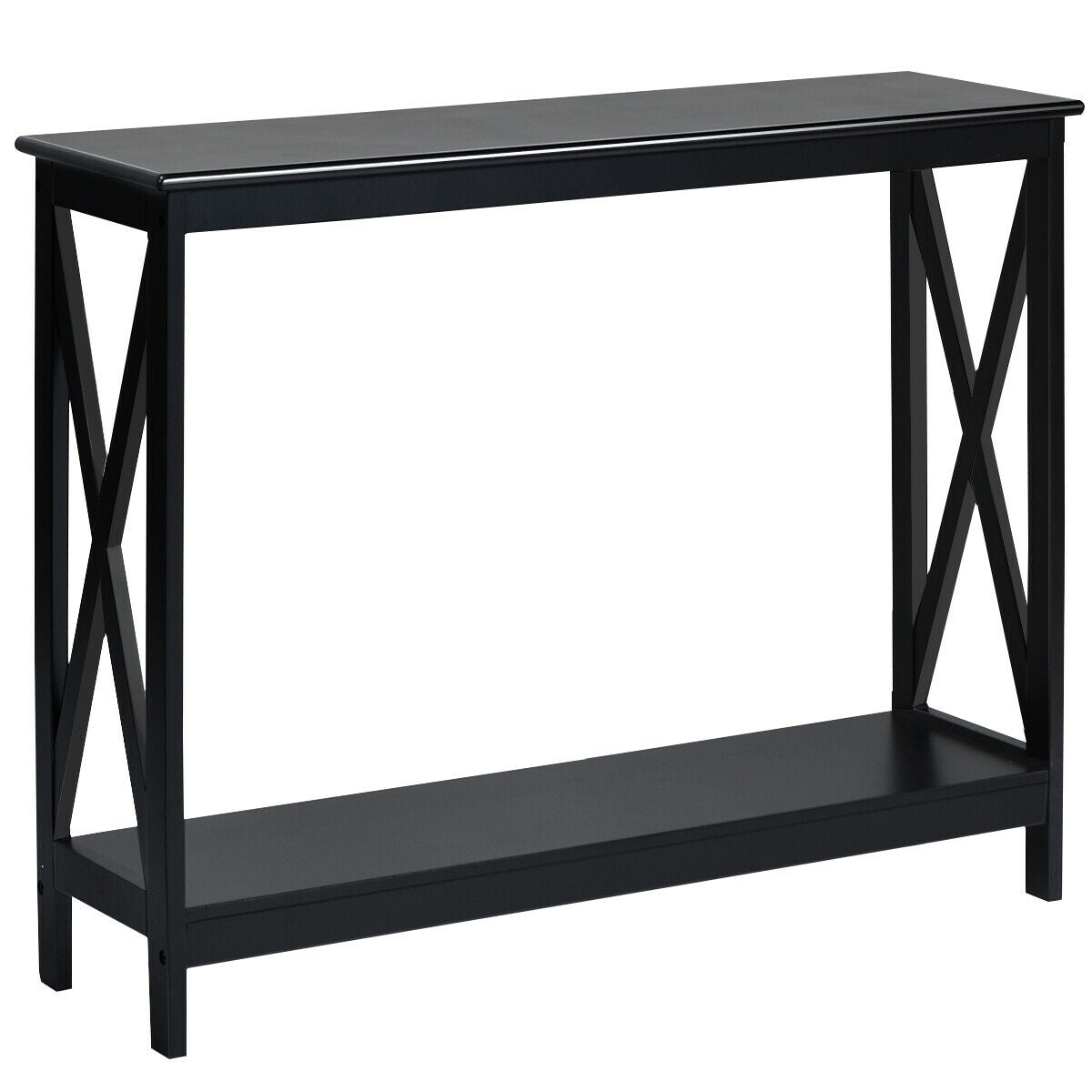 2-Tier Console X-Design Sofa Side Accent Table-BlackÂ