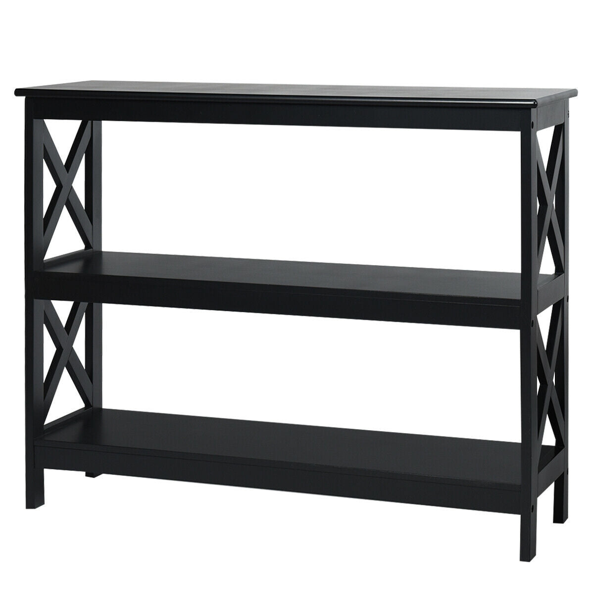 3-Tier Console X-Design Sofa Side Accent Table-BlackÂ