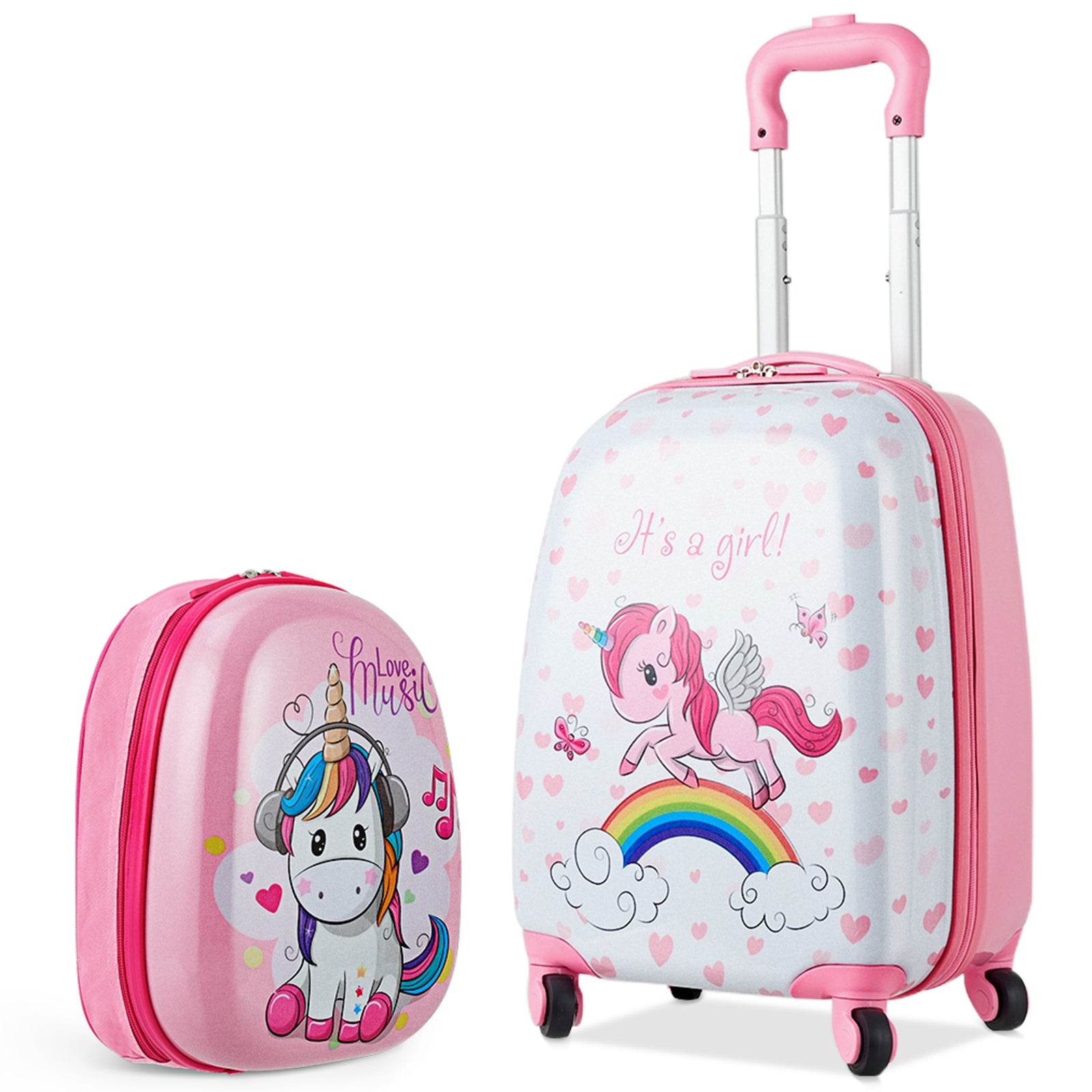 2 Pieces Kids Luggage Set 12 Inch Backpack and 16 Inch Kid Carry on Suitcase with WheelsÂ