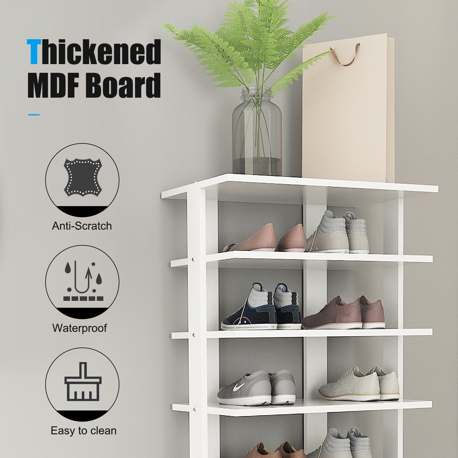 7-Tier Dual 14 Pair Shoe Rack Free Standing Concise Shelves StorageÂ