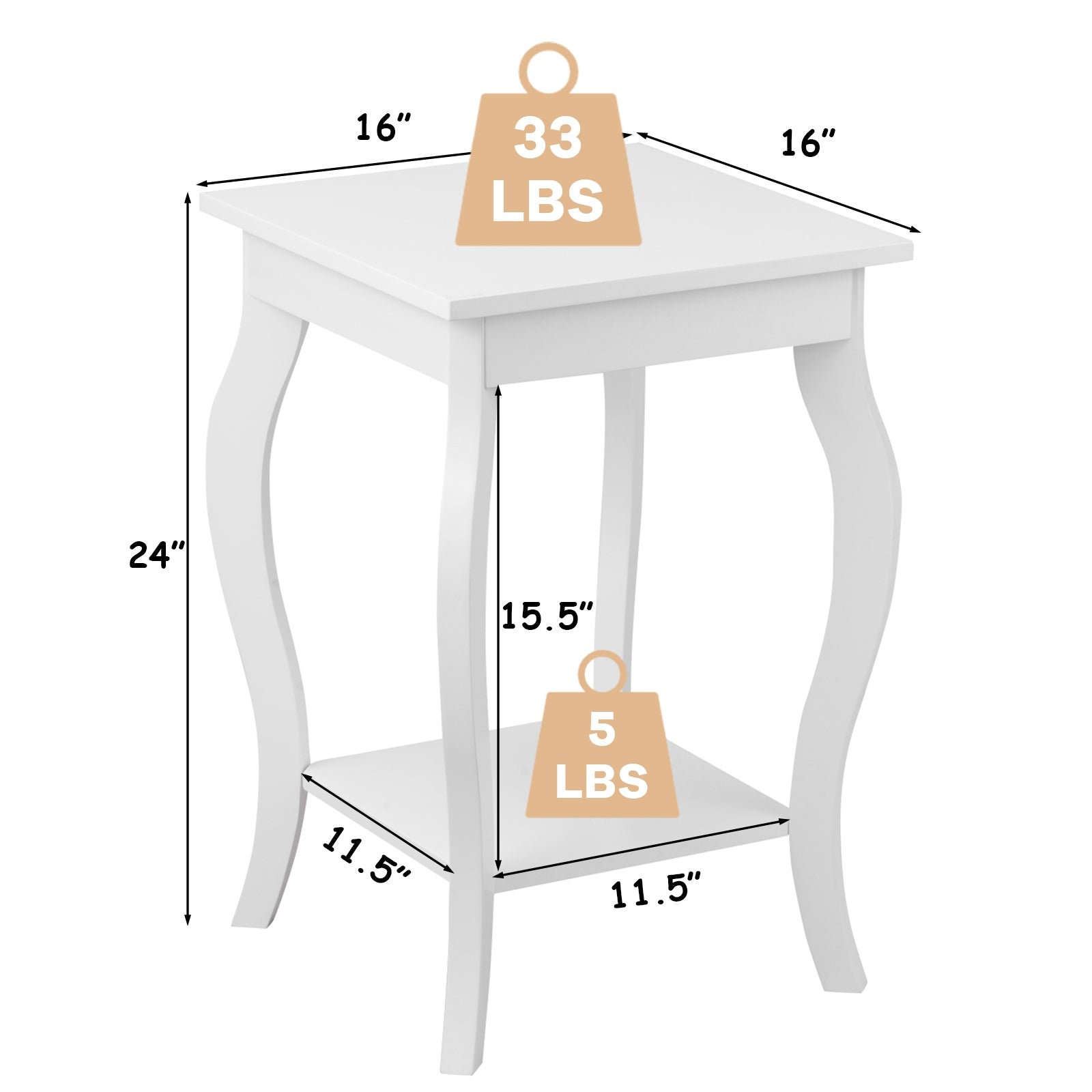 Set of 2 Accent Side Tables with ShelfÂ