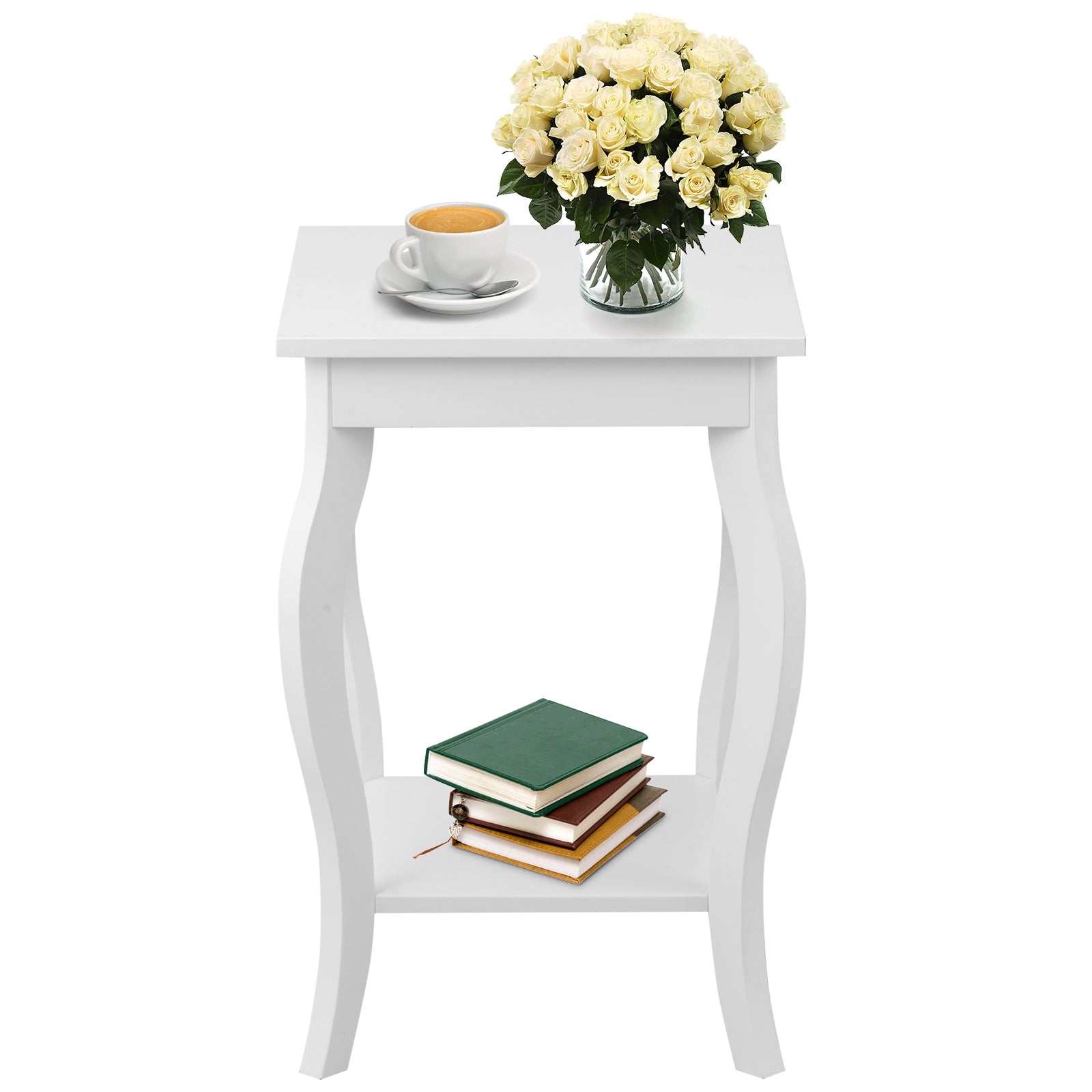 Set of 2 Accent Side Tables with ShelfÂ