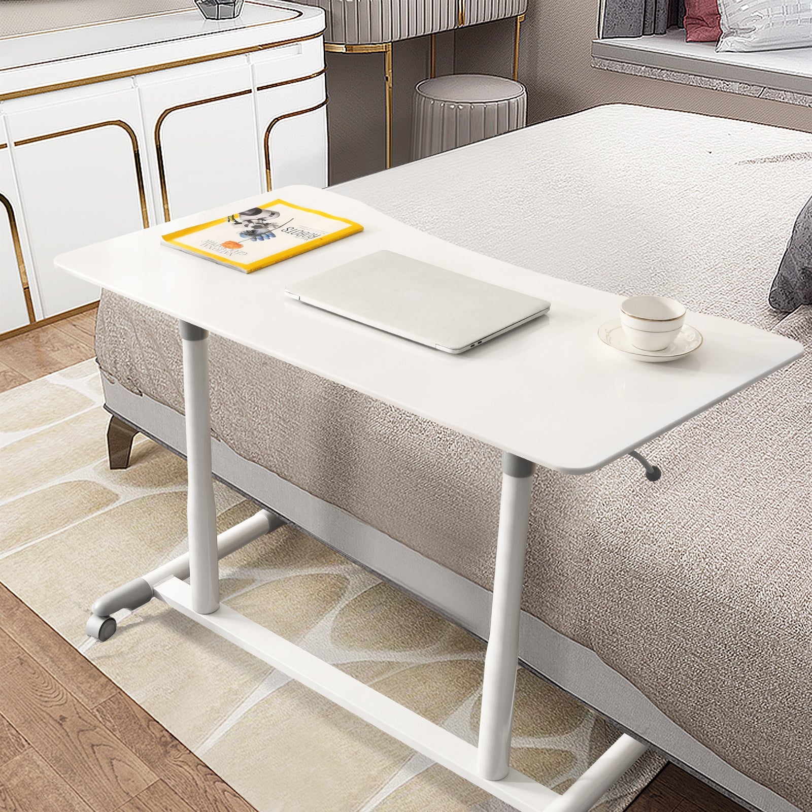 Height Adjustable Computer Desk Sit to Stand Rolling TableÂ