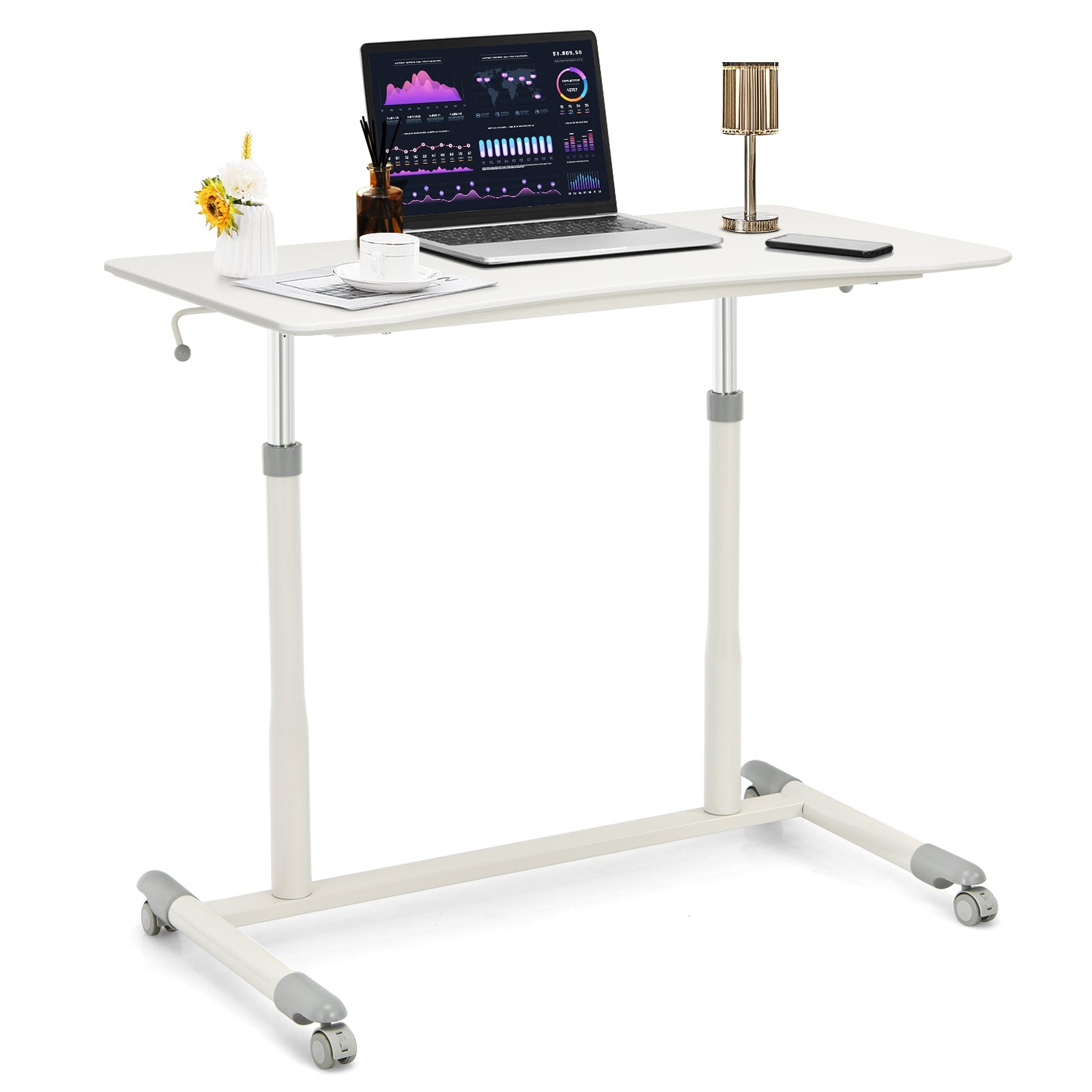 Height Adjustable Computer Desk Sit to Stand Rolling TableÂ