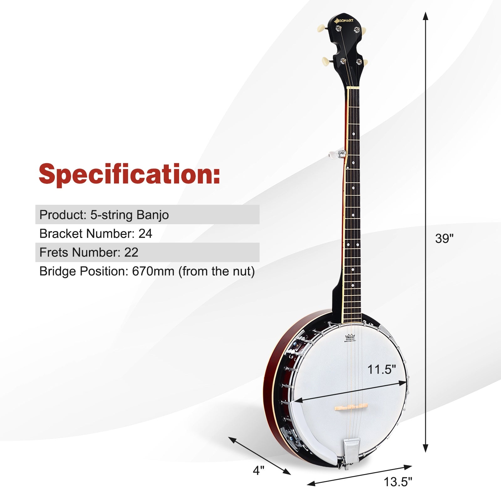 5-String Geared Tunable Banjo with caseÂ