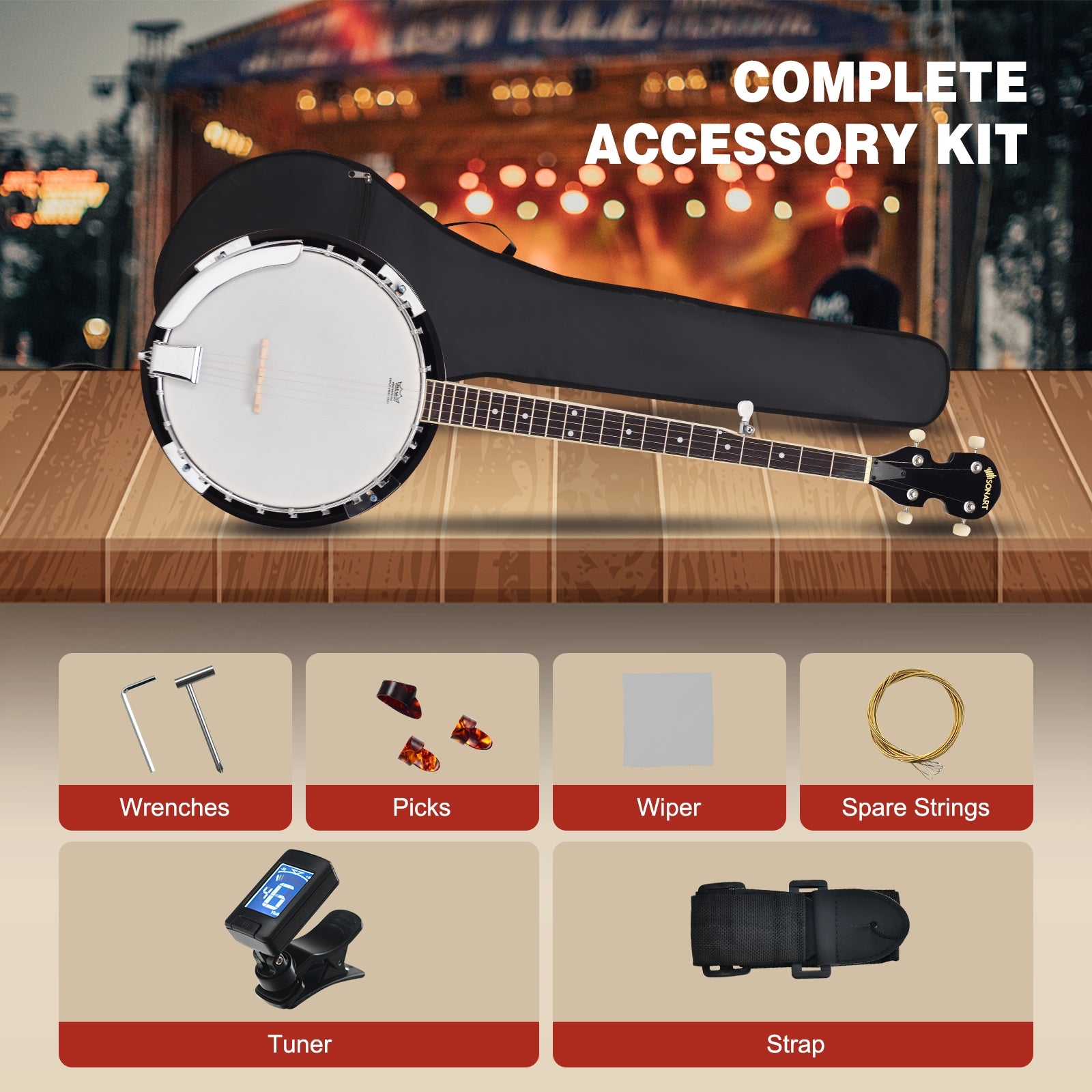 5-String Geared Tunable Banjo with caseÂ