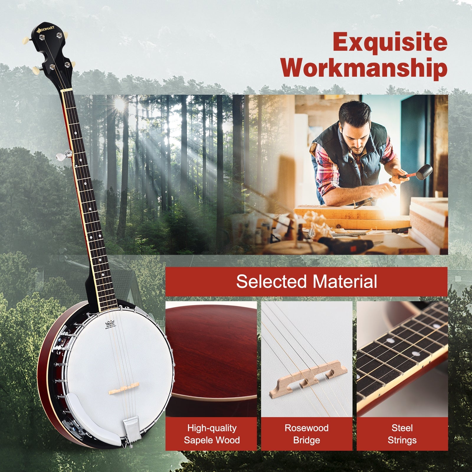 5-String Geared Tunable Banjo with caseÂ
