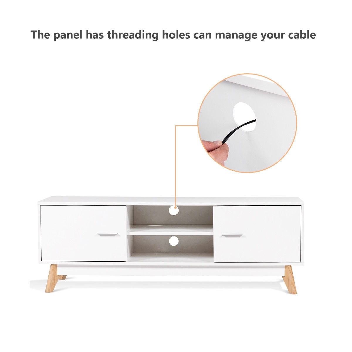 Wooden TV Stand with 2 Storage Cabinets and 2 Open Shelves for 60 Inch TVÂ