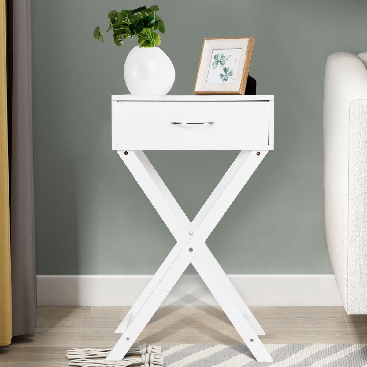 Modern X-Shape Accent Side End Table-BlackÂ