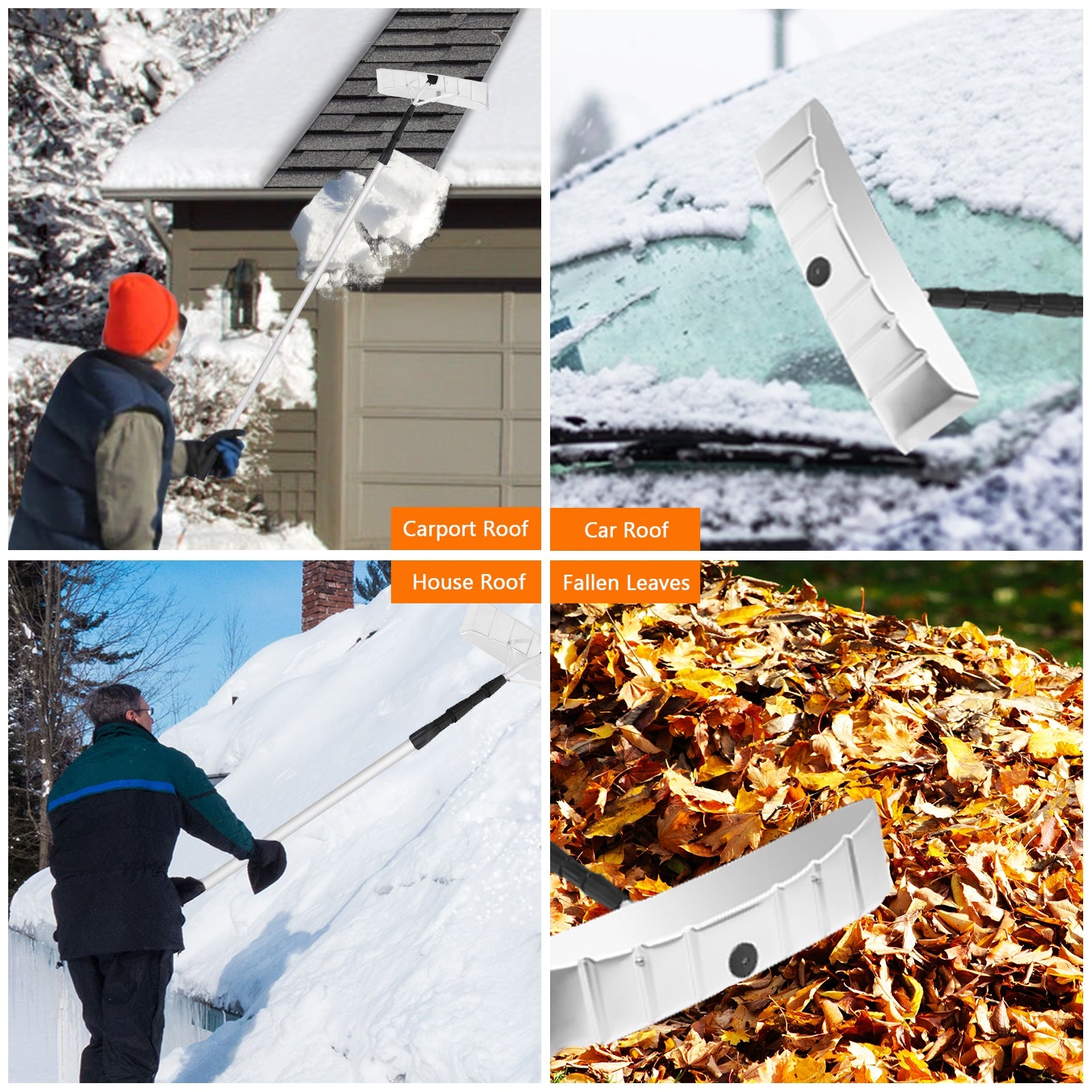 21 Feet Aluminum Large Poly Blade Telescoping Snow Roof RakeÂ