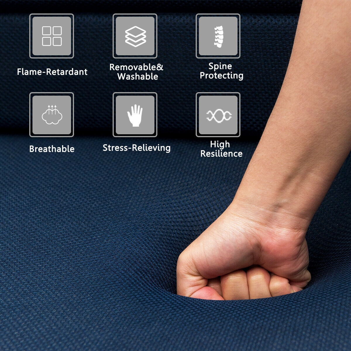 4" Quart Folding Futon Sleepover Sofa Bed Foam Mattress-Queen sizeÂ