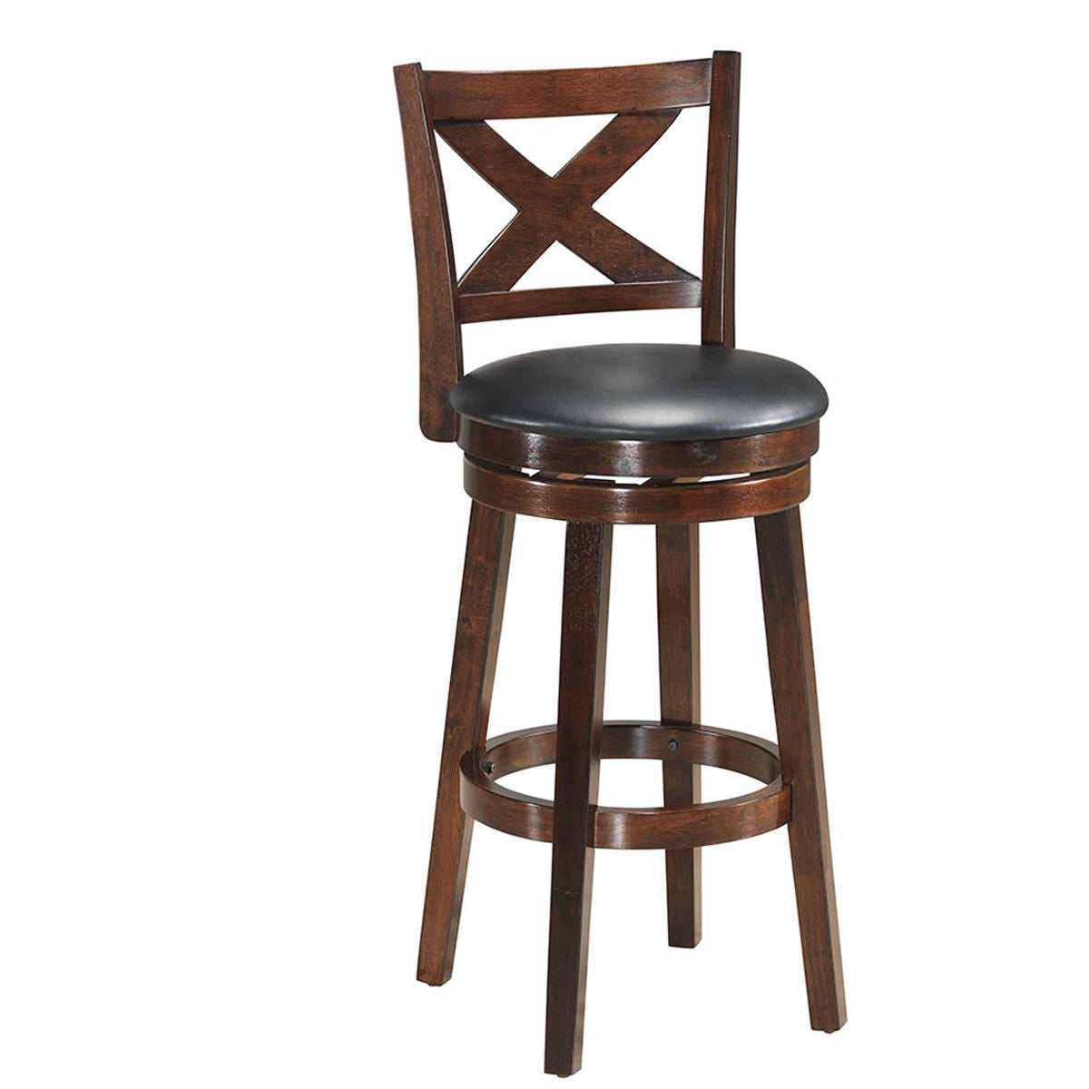Swivel X-back Upholstered Counter Height Bar Stool with PVC Cushioned Seat-29 InchÂ