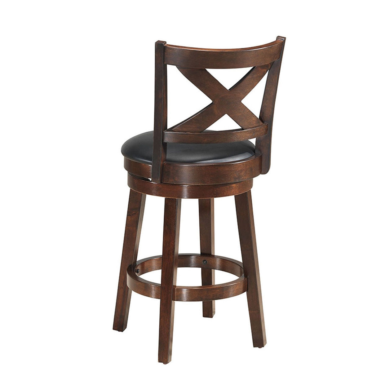 Swivel X-back Upholstered Counter Height Bar Stool with PVC Cushioned Seat-24 InchÂ
